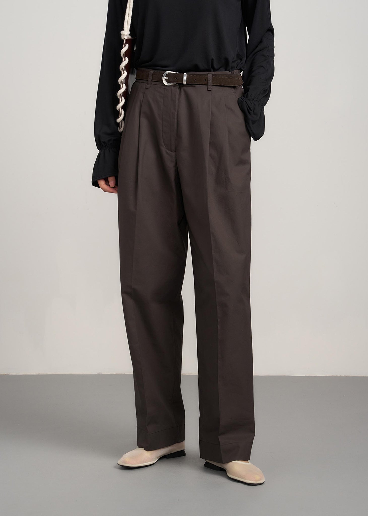 Brown Pleated Trousers