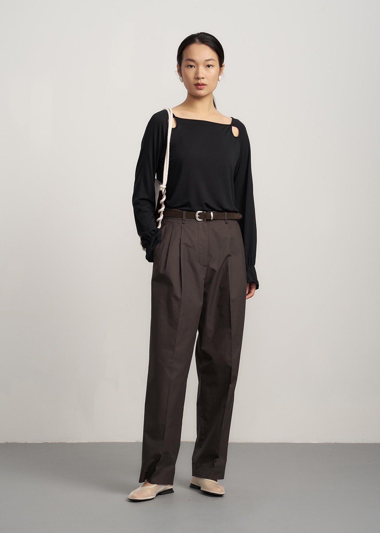 Brown Pleated Trousers