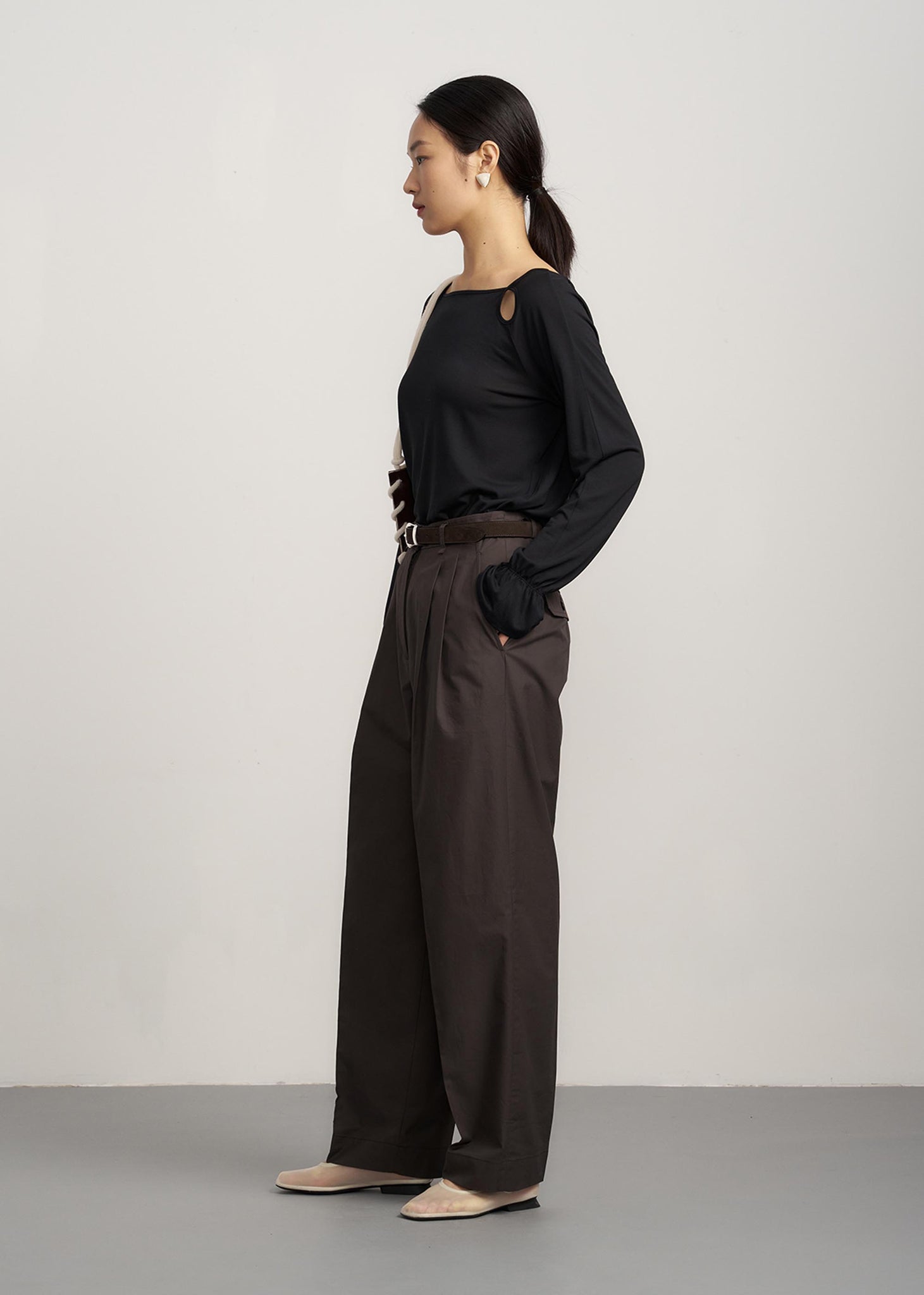 Brown Pleated Trousers