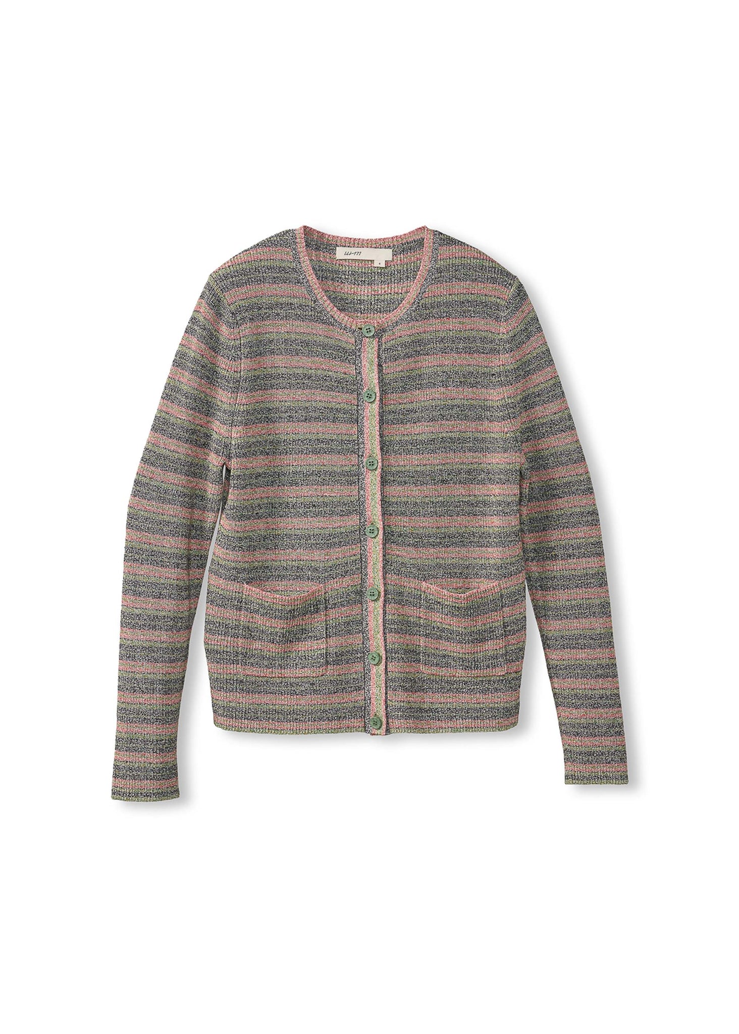 Grey & Pink Striped Cardigan