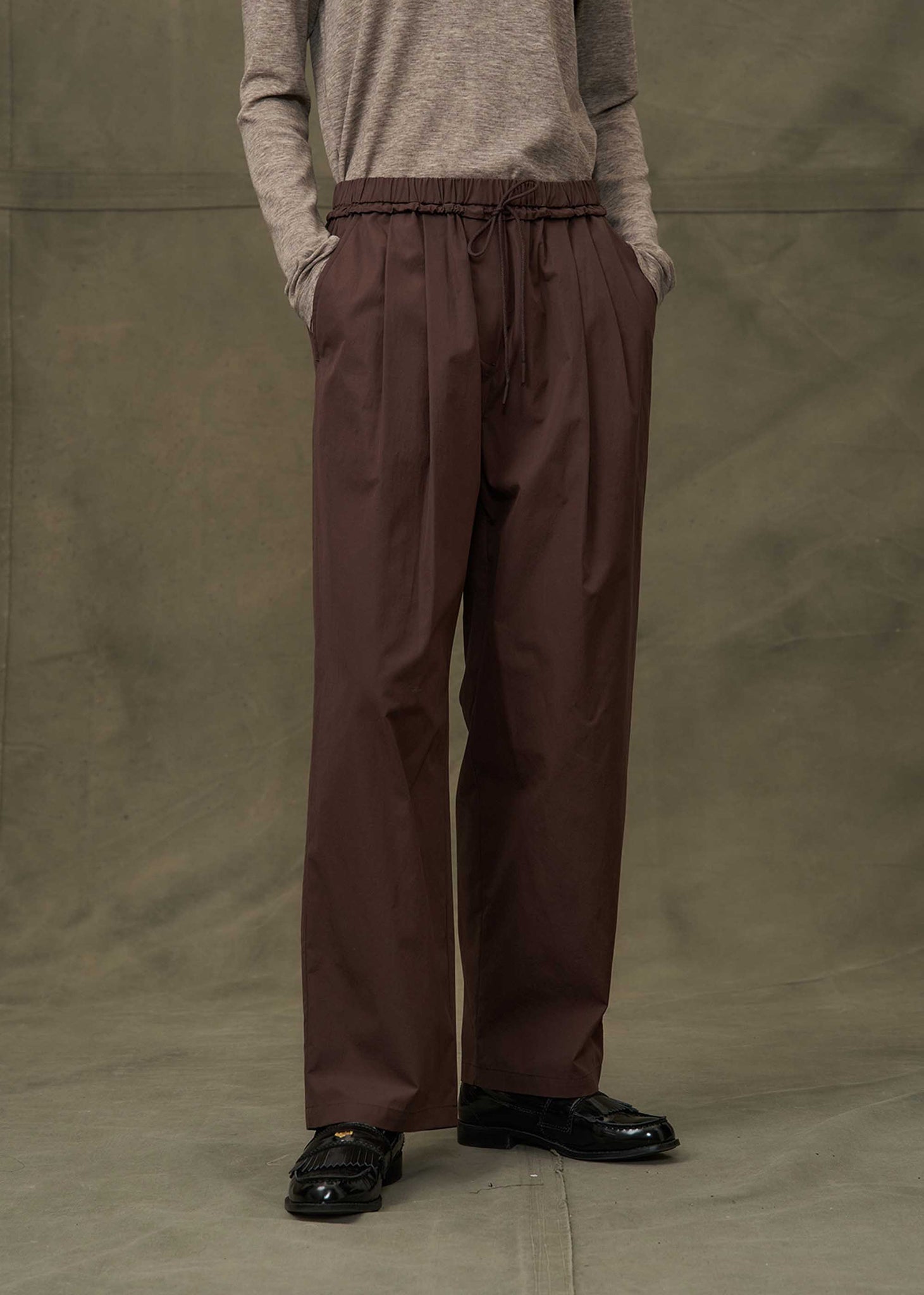 Maroon Pleated Easy Pants