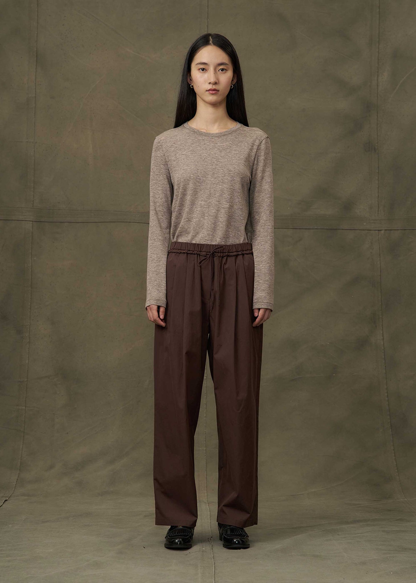 Maroon Pleated Easy Pants