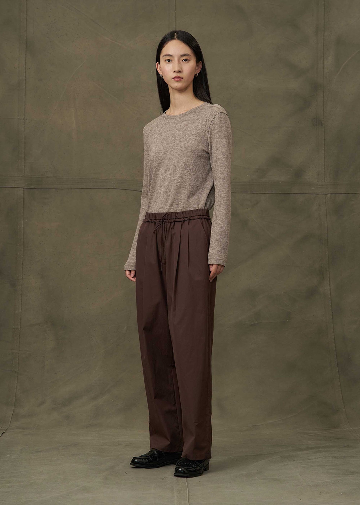 Maroon Pleated Easy Pants