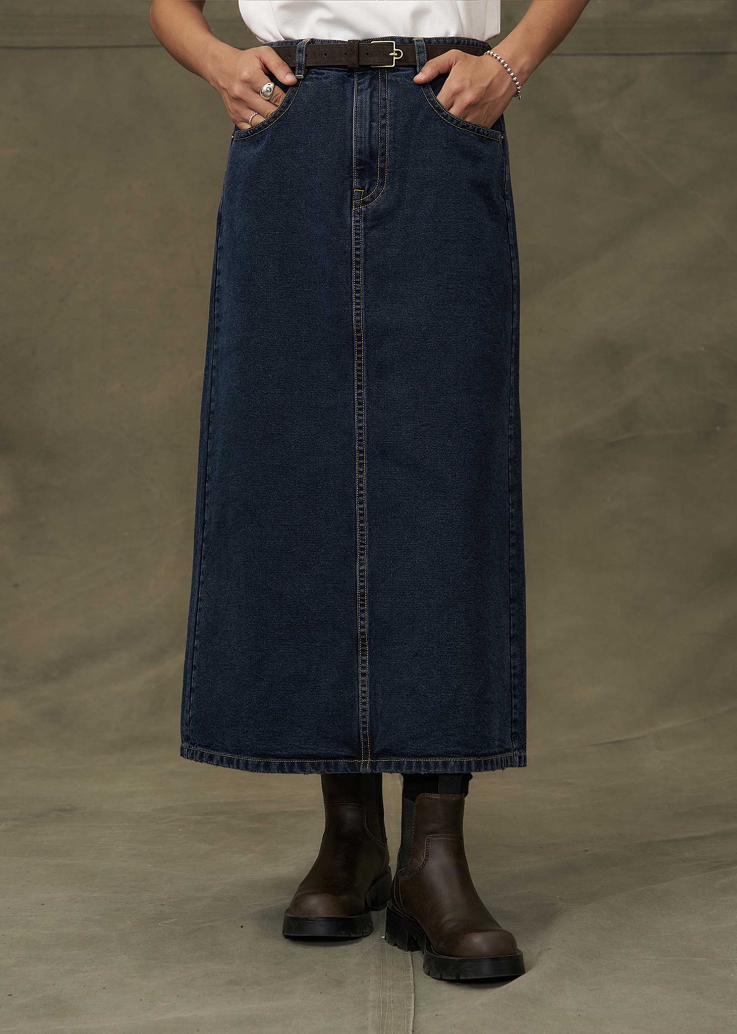 Blue Denim Maxi Skirt