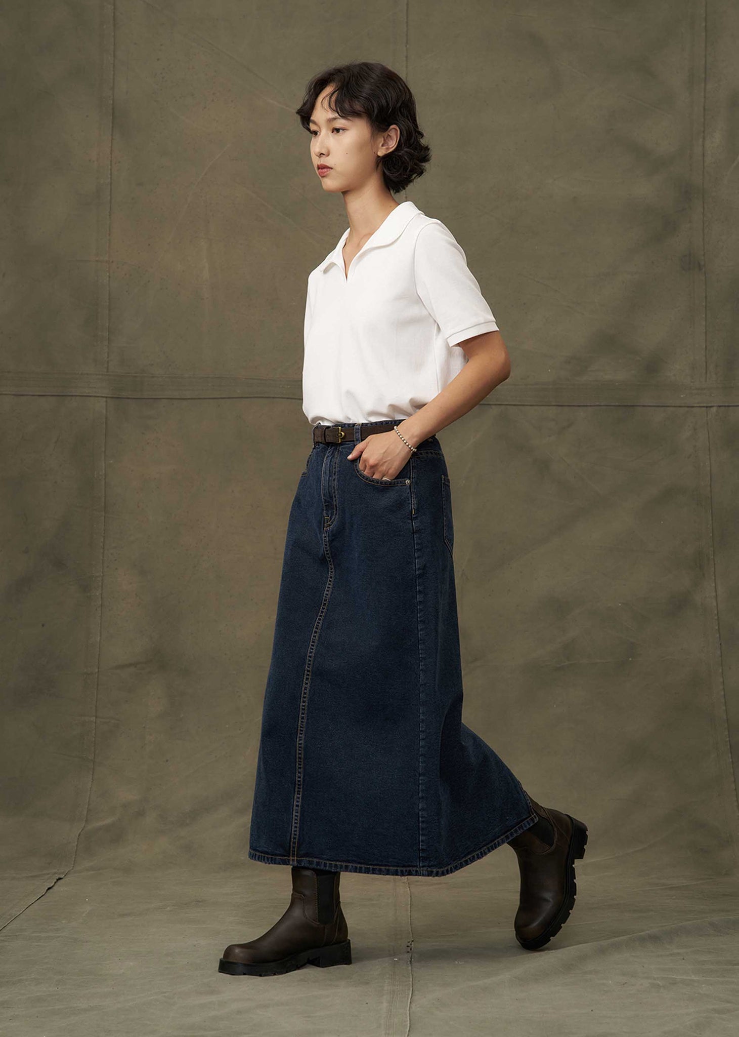 Blue Denim Maxi Skirt