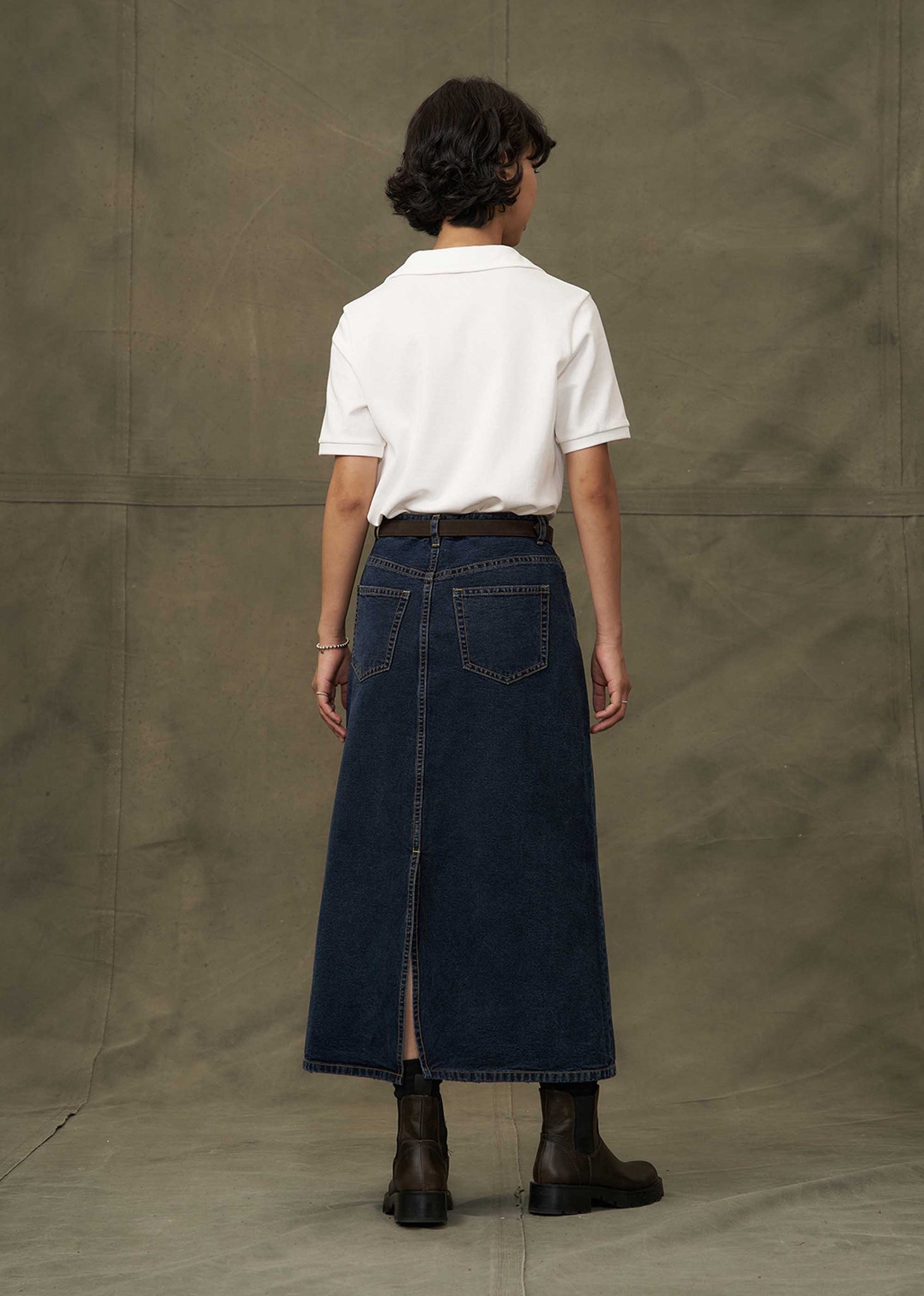 Blue Denim Maxi Skirt