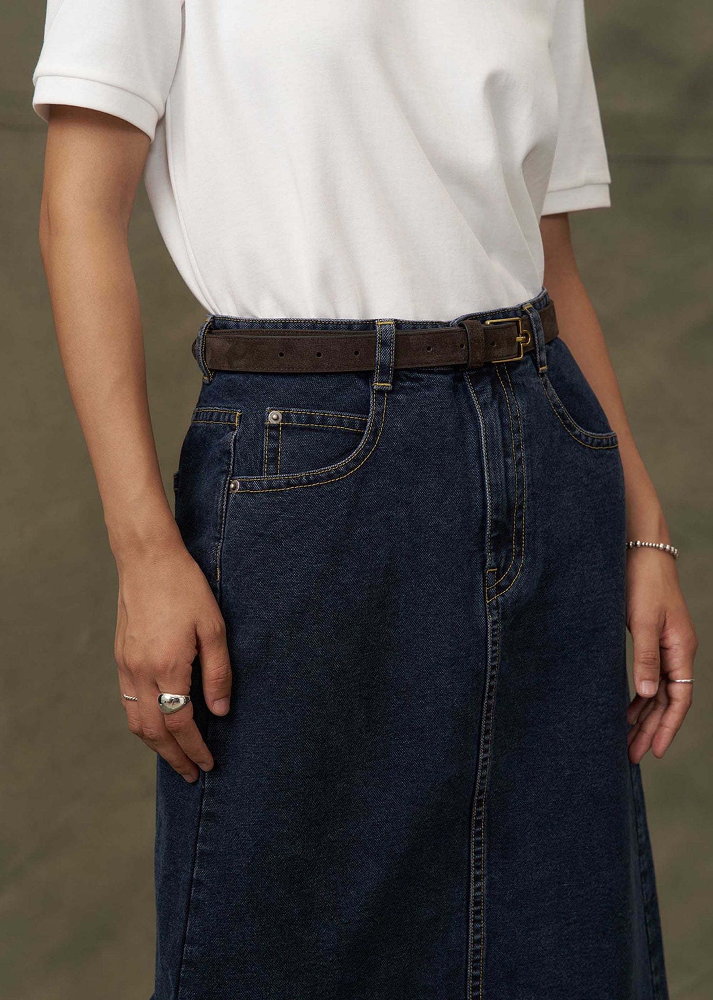 Blue Denim Maxi Skirt