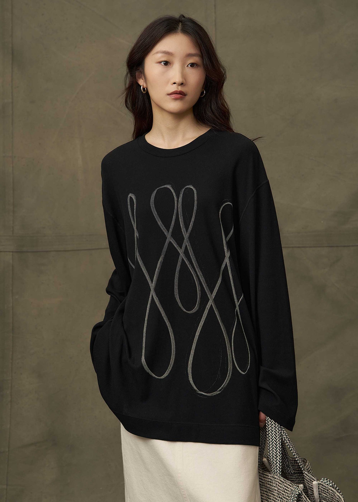 Black Oversized Loop Longsleeve T-Shirt