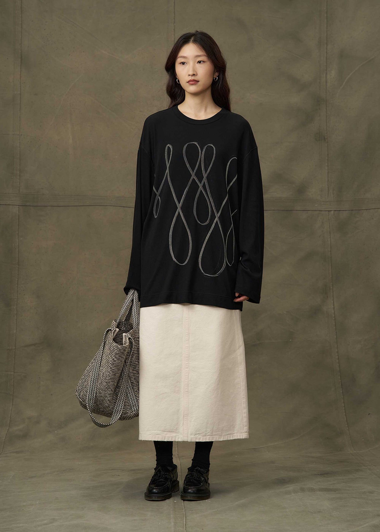 Black Oversized Loop Longsleeve T-Shirt