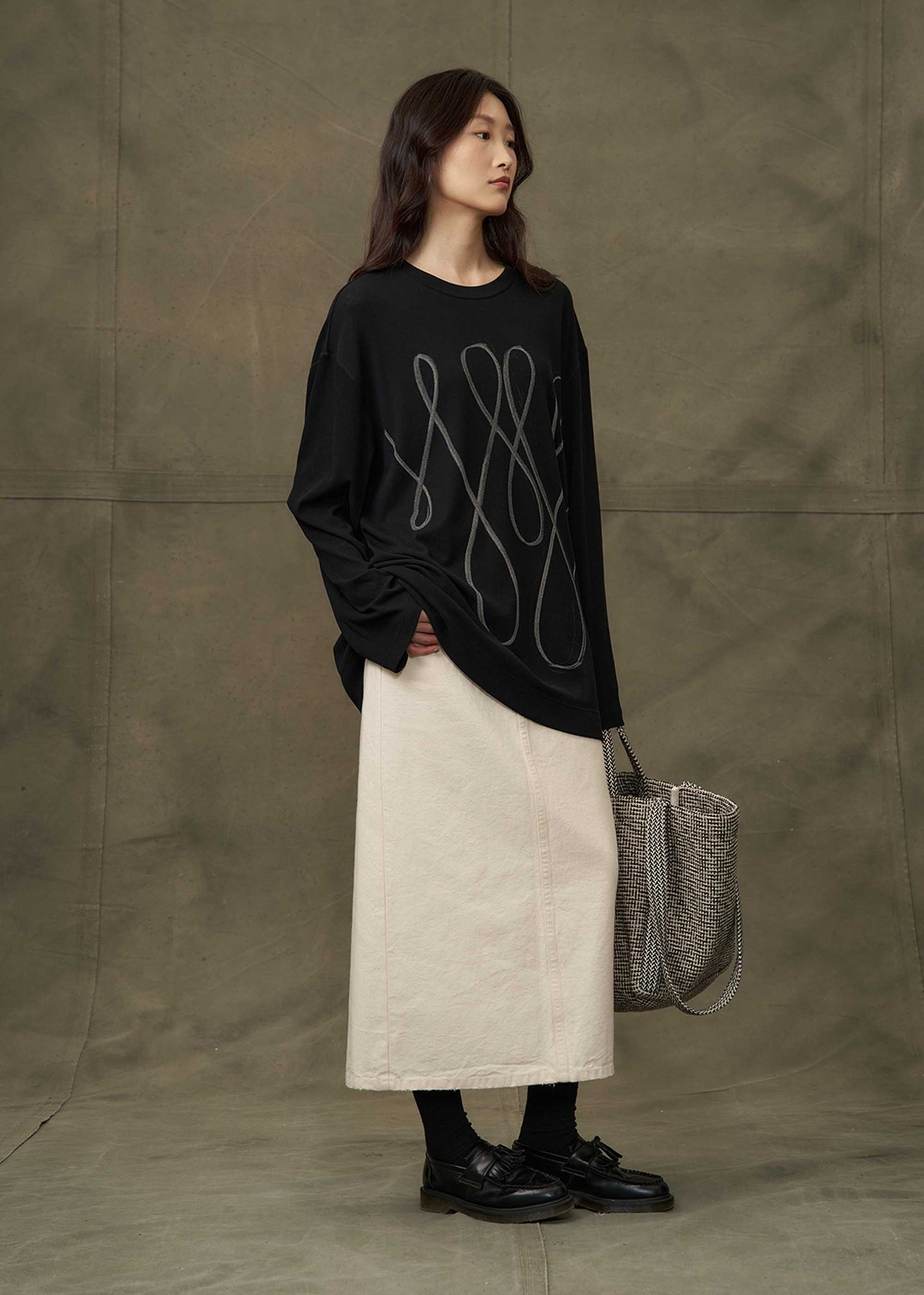 Black Oversized Loop Longsleeve T-Shirt