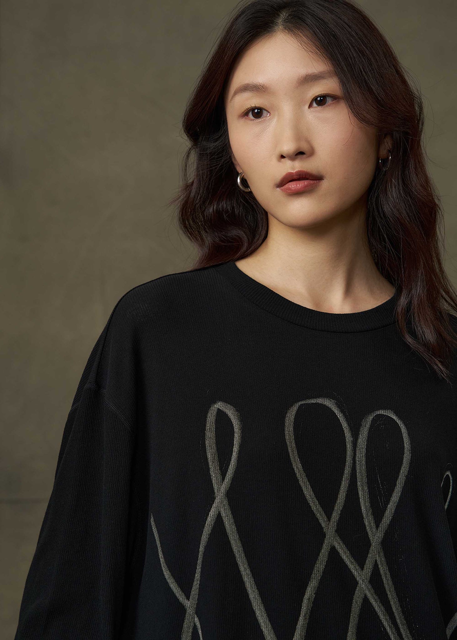 Black Oversized Loop Longsleeve T-Shirt