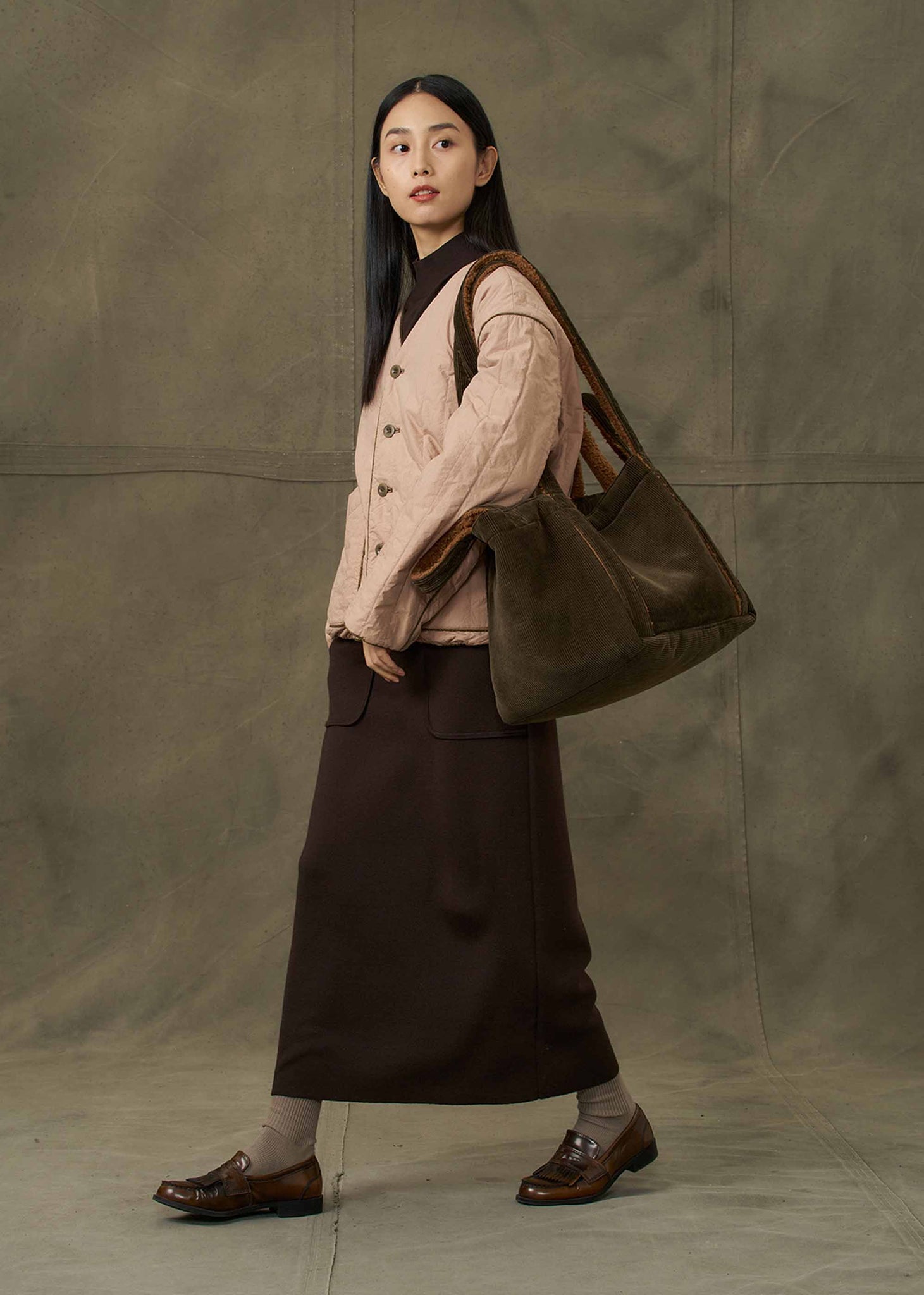 Brown Corduroy Tote Bag