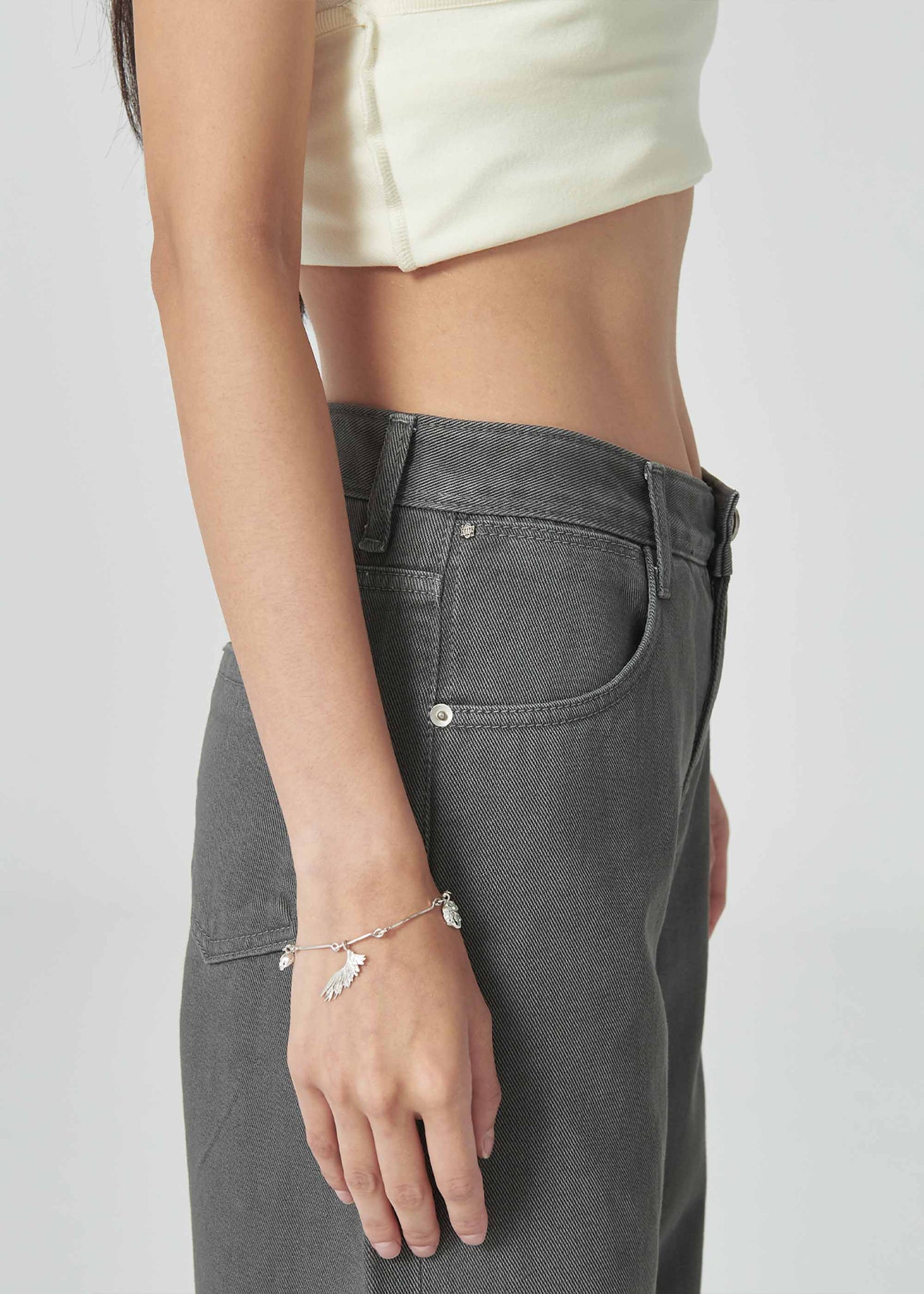 Grey Curved Jeans