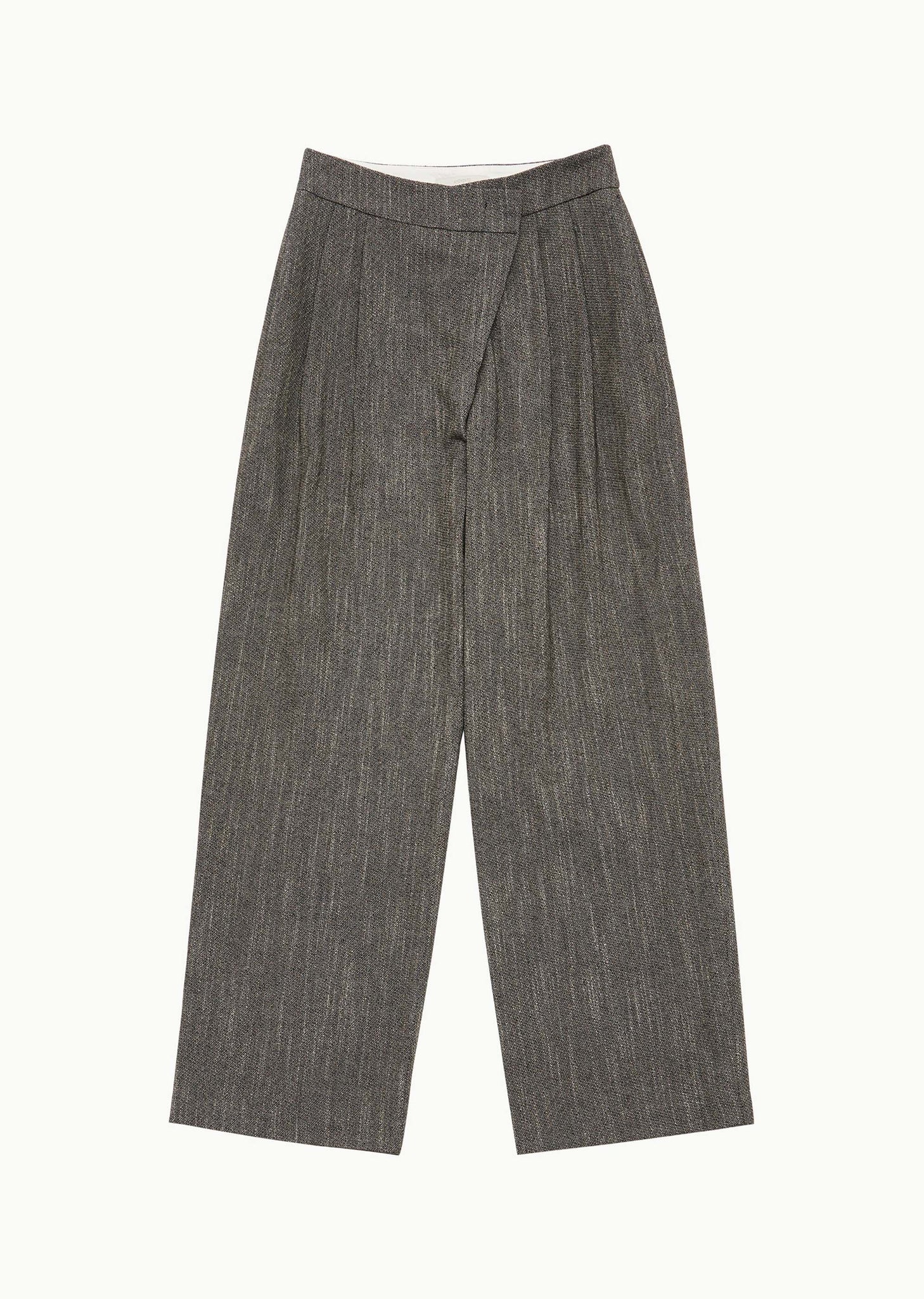 Grey Tweed Wrap Trousers