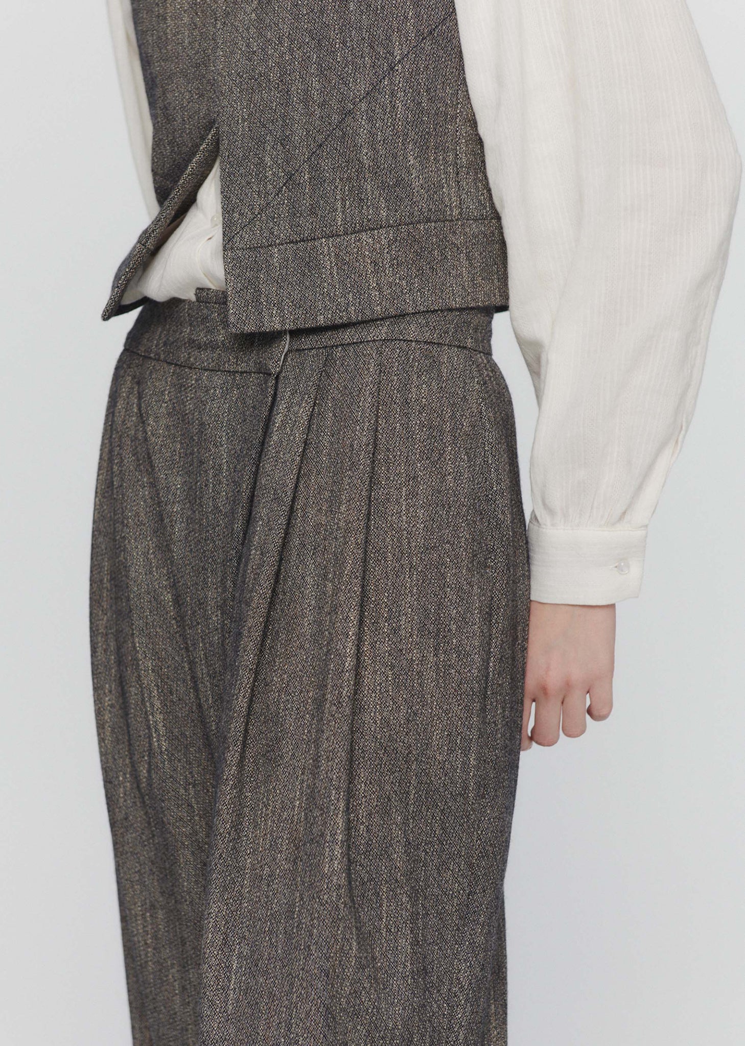 Grey Tweed Wrap Trousers