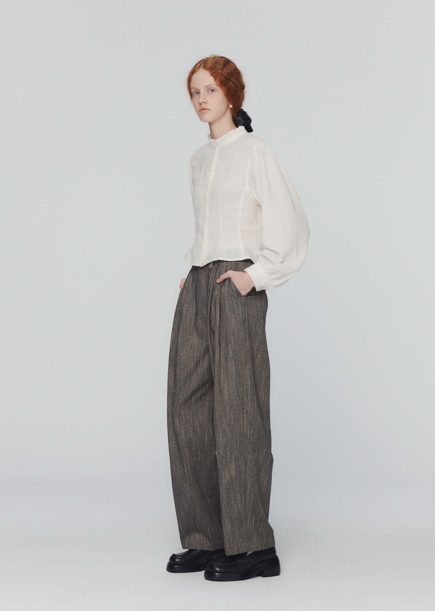 Grey Tweed Wrap Trousers