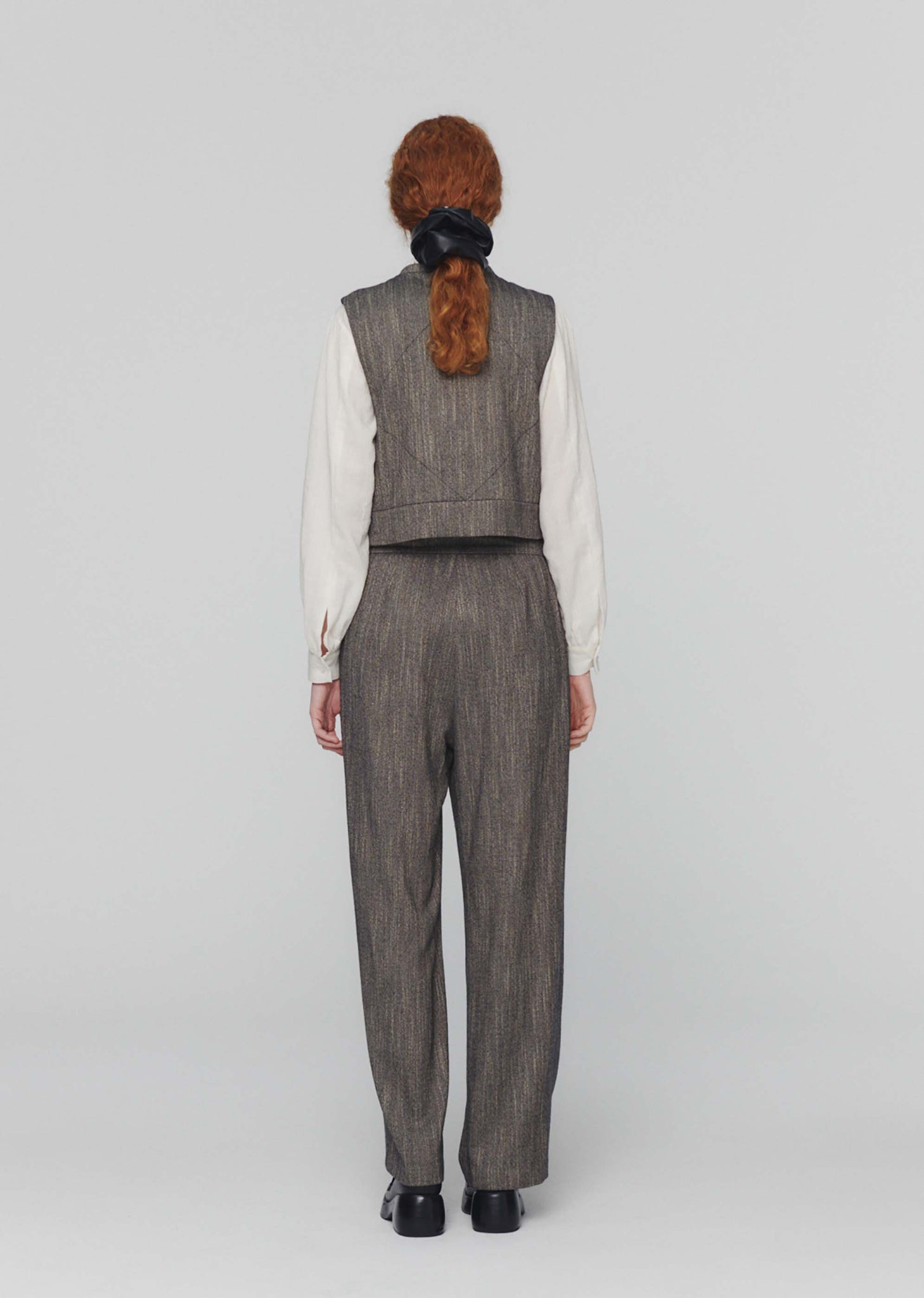 Grey Tweed Wrap Trousers