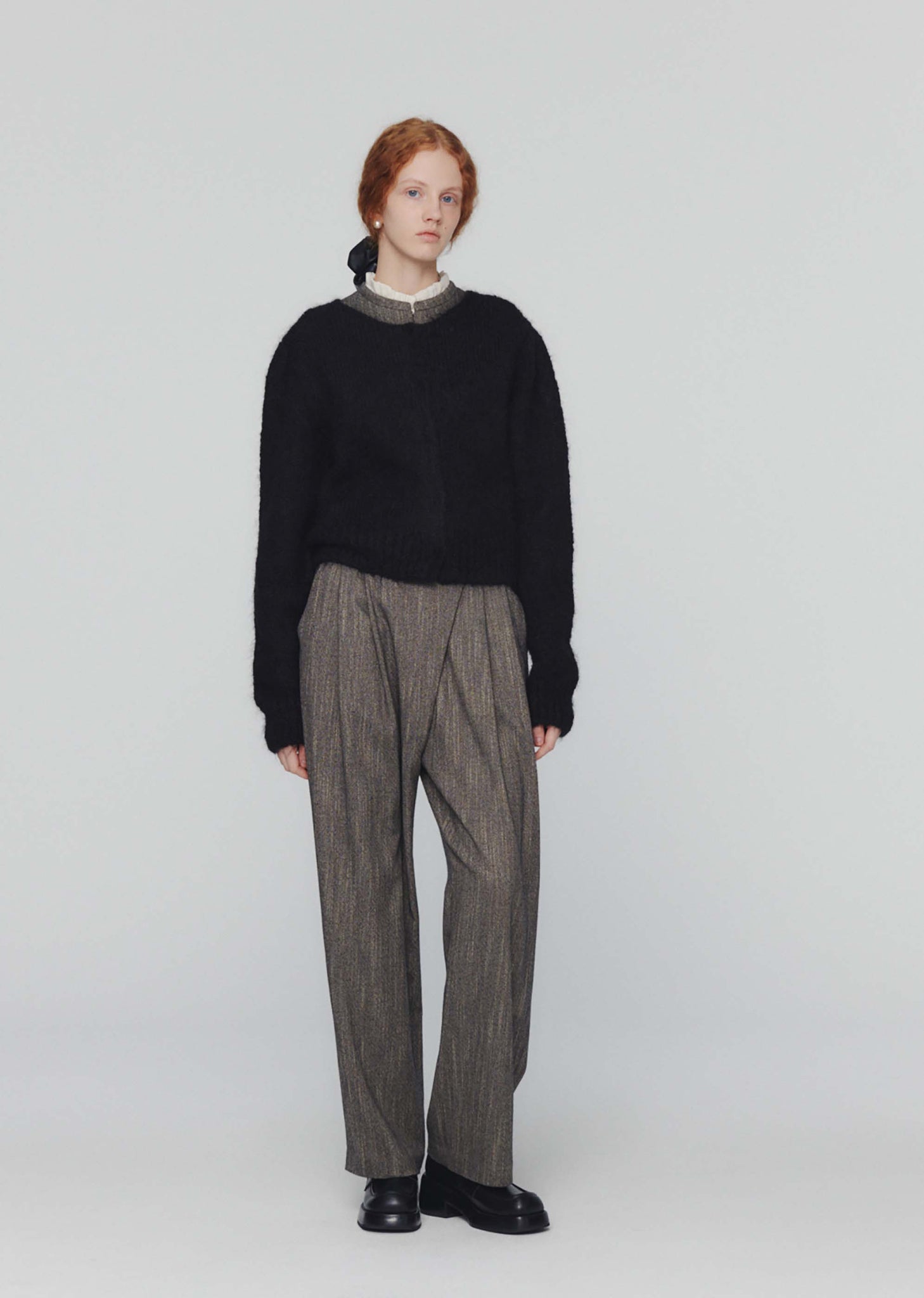 Grey Tweed Wrap Trousers