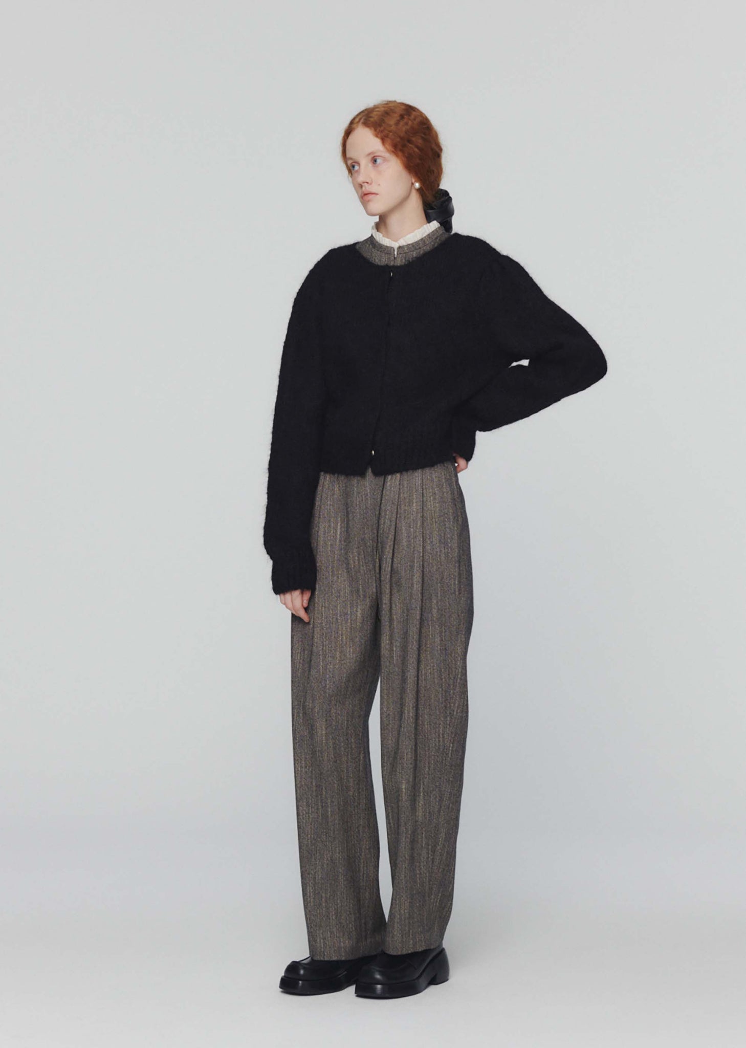 Grey Tweed Wrap Trousers