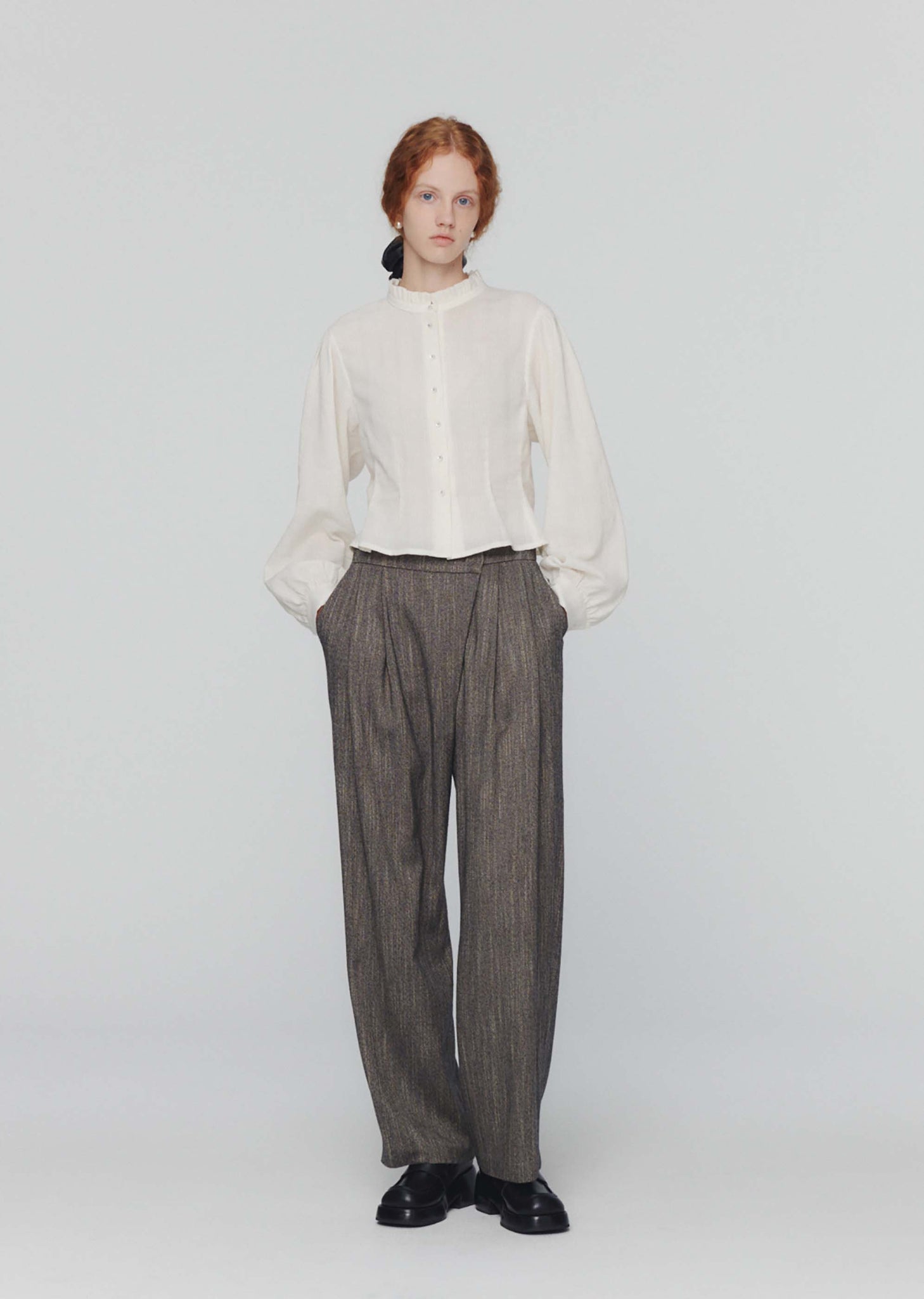 Grey Tweed Wrap Trousers