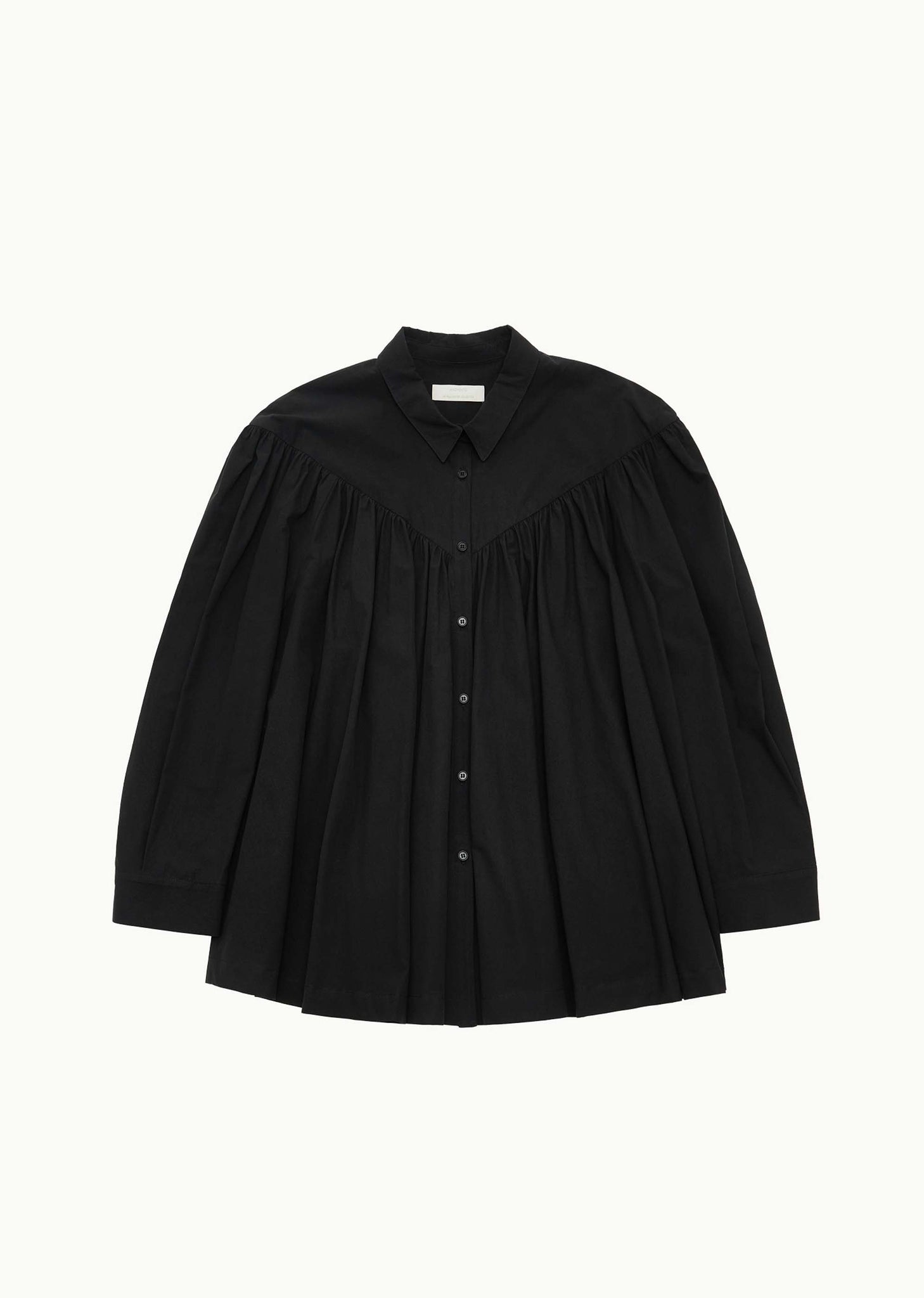 Black Shirred Yoke Shirt