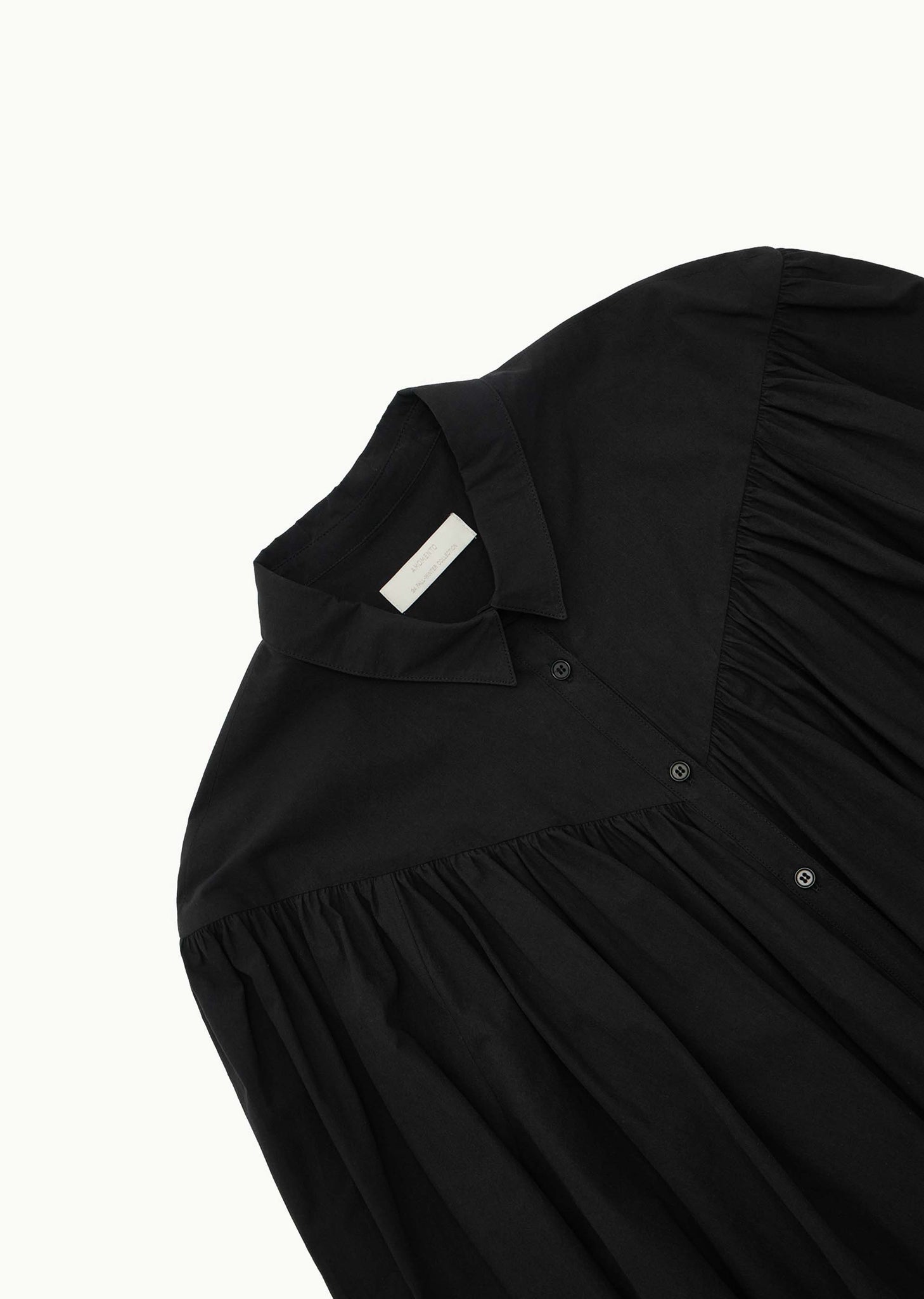 Black Shirred Yoke Shirt