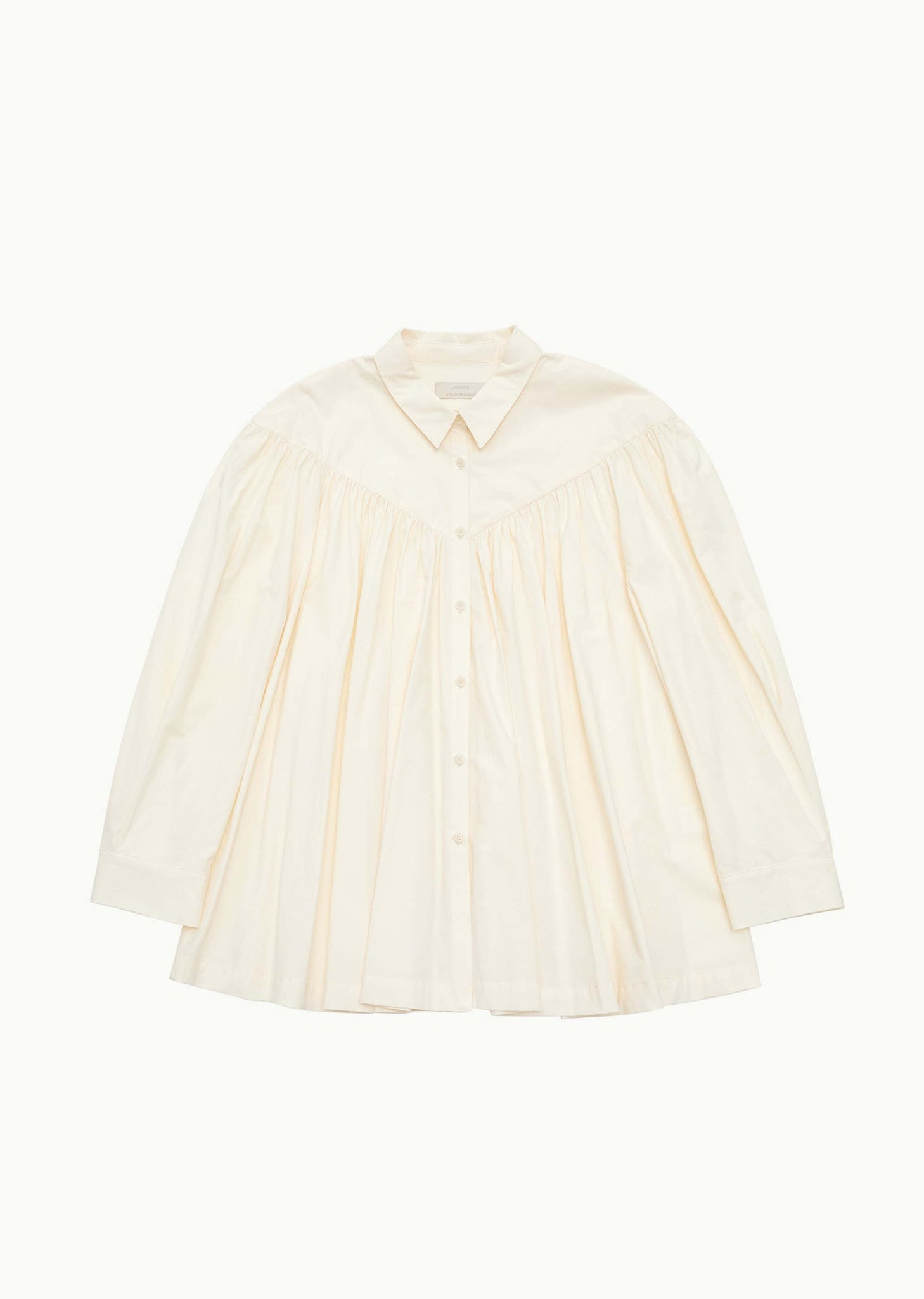 Cream Shirred Yoke Shirt