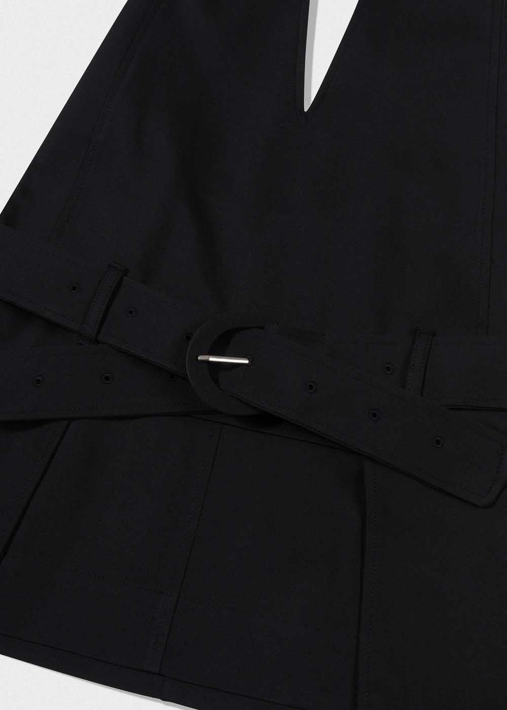 Black Halter-Neck Pocket Mini Dress