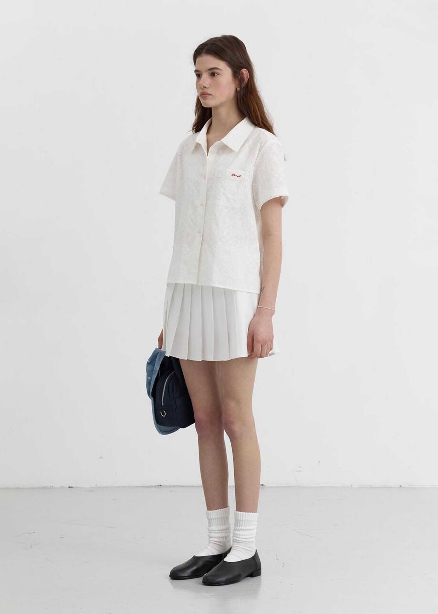 White Shortsleeve Lace Shirt