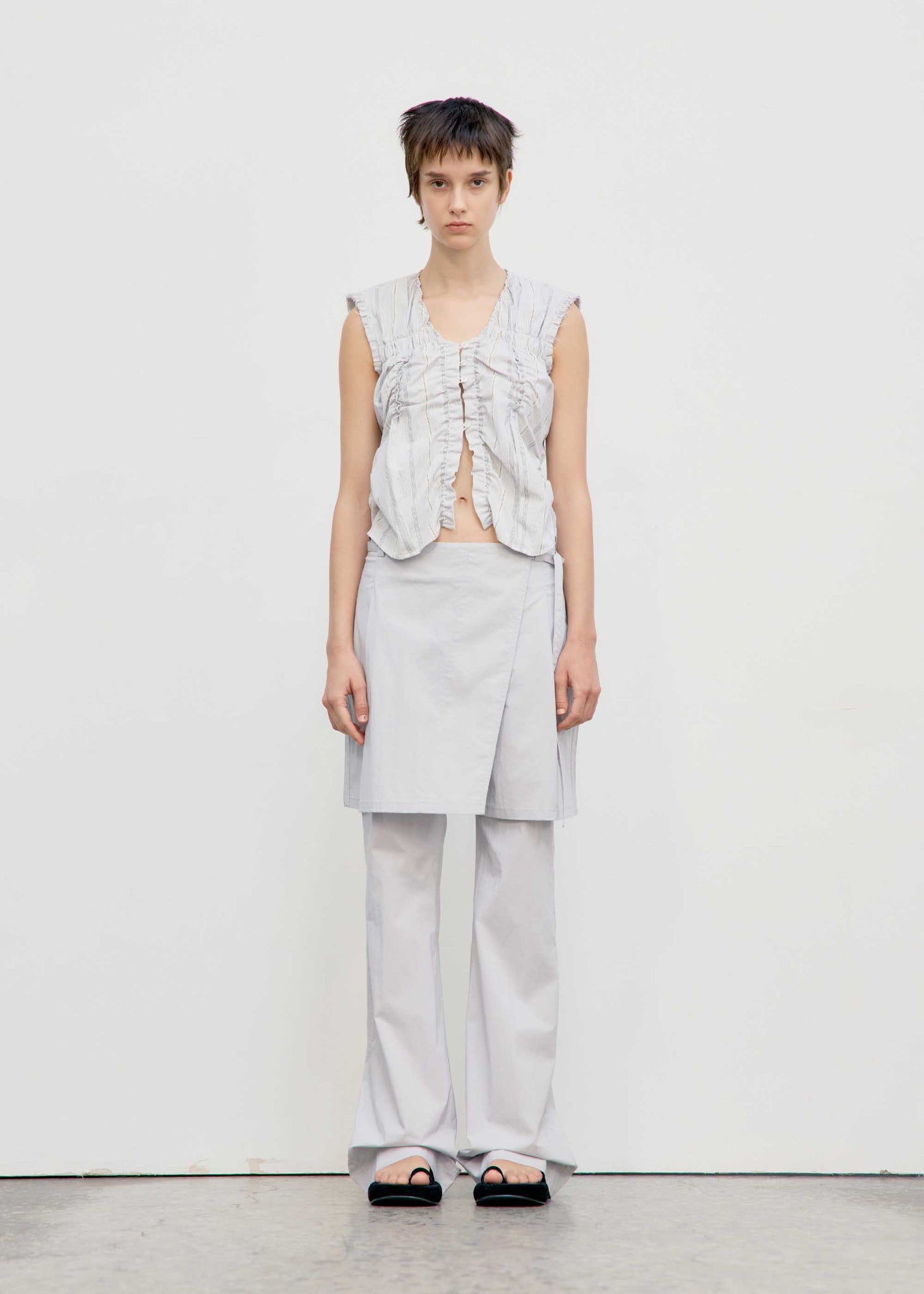 Light Grey Ruffled Vest