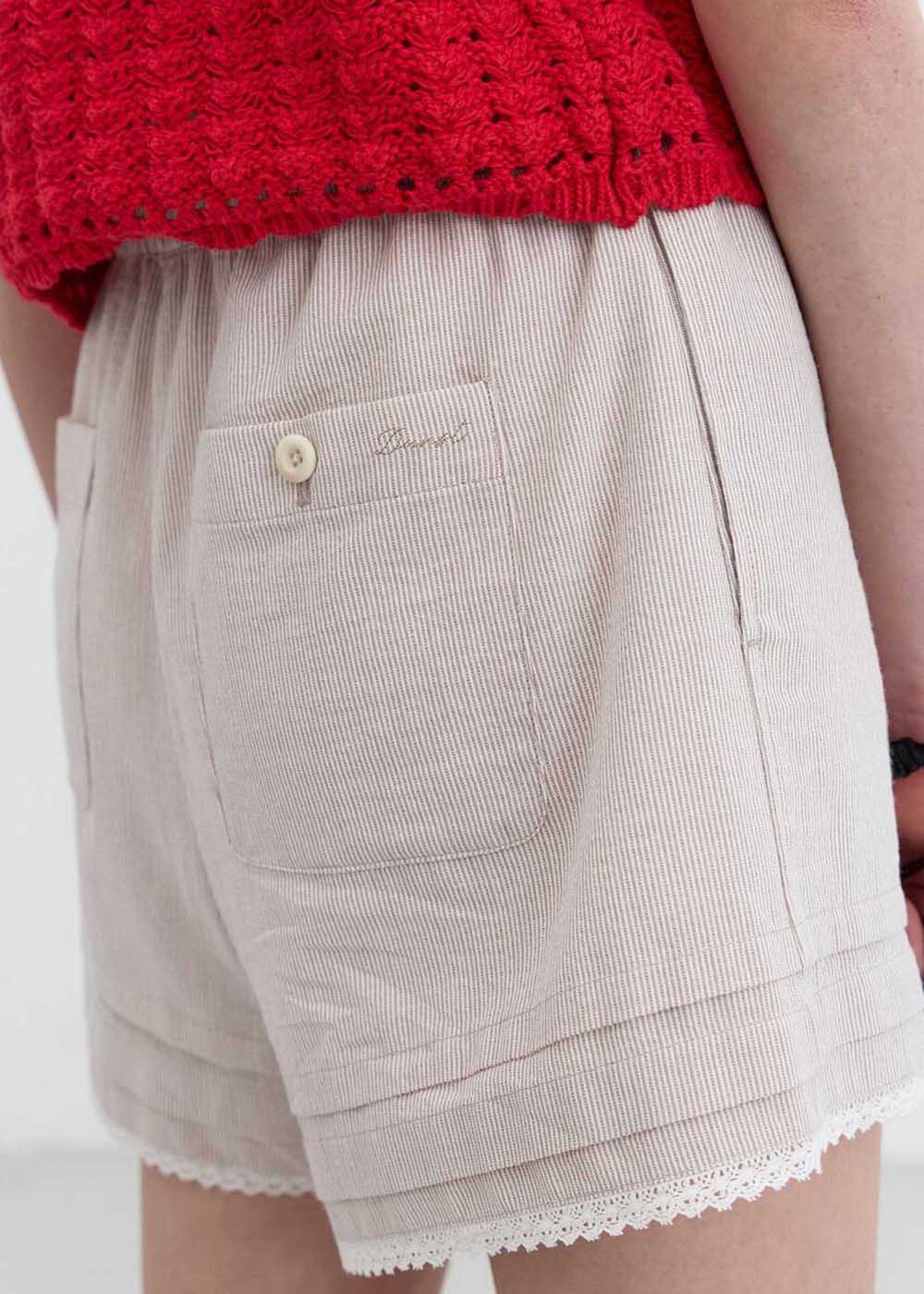 Beige Band Shorts