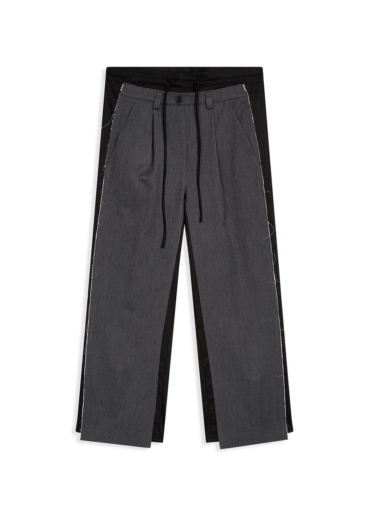 Grey and Black Relaxed Faux Trousers