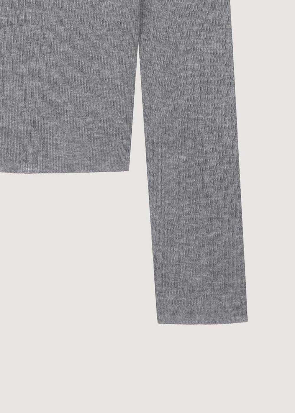 Grey Asymmetric Buttoned Knit Top