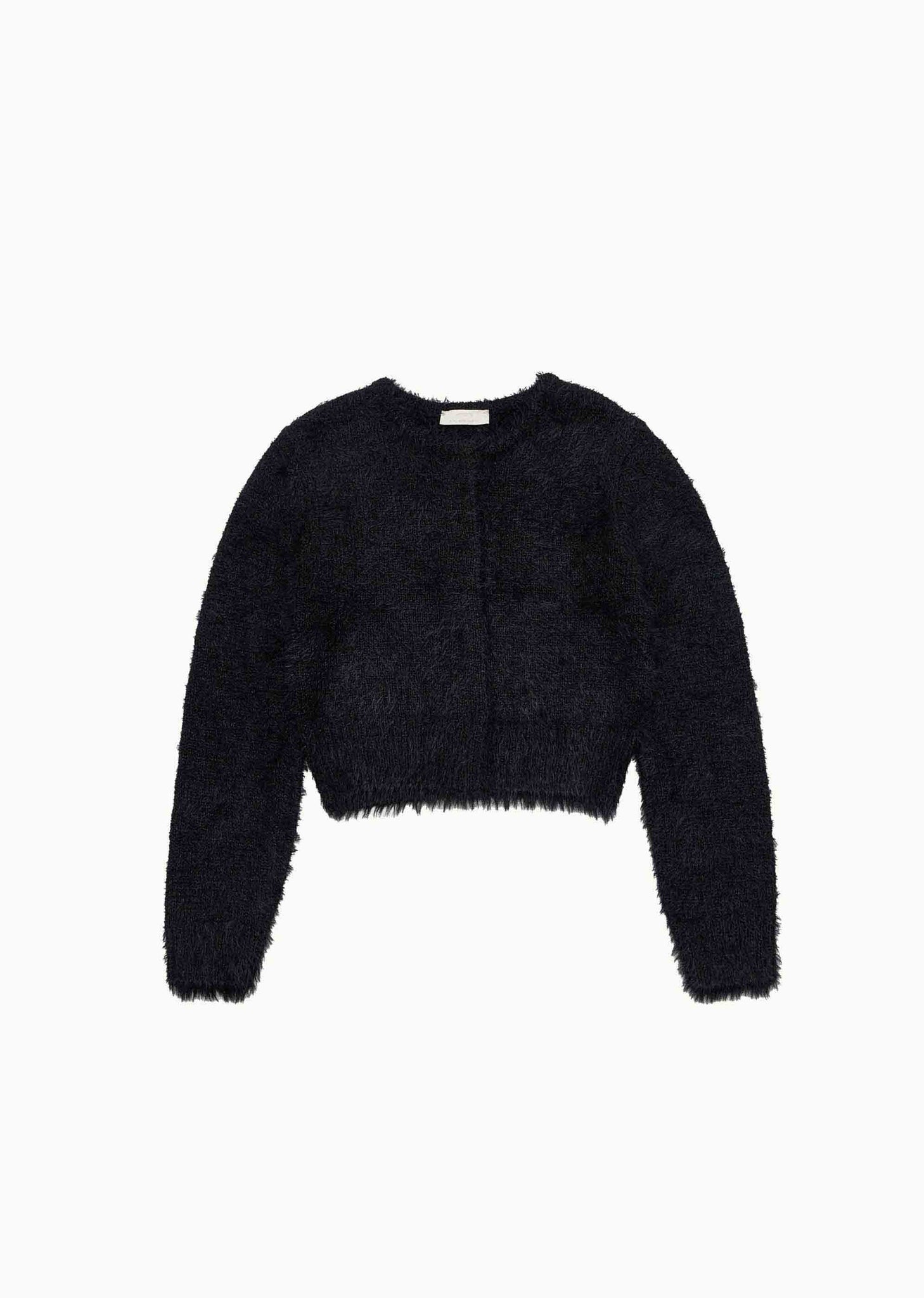 Black Fuzzy Roundneck Cardigan