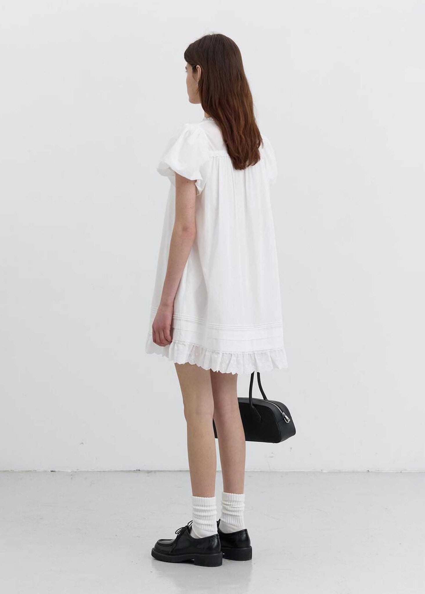 White Puff Sleeve Mini Dress