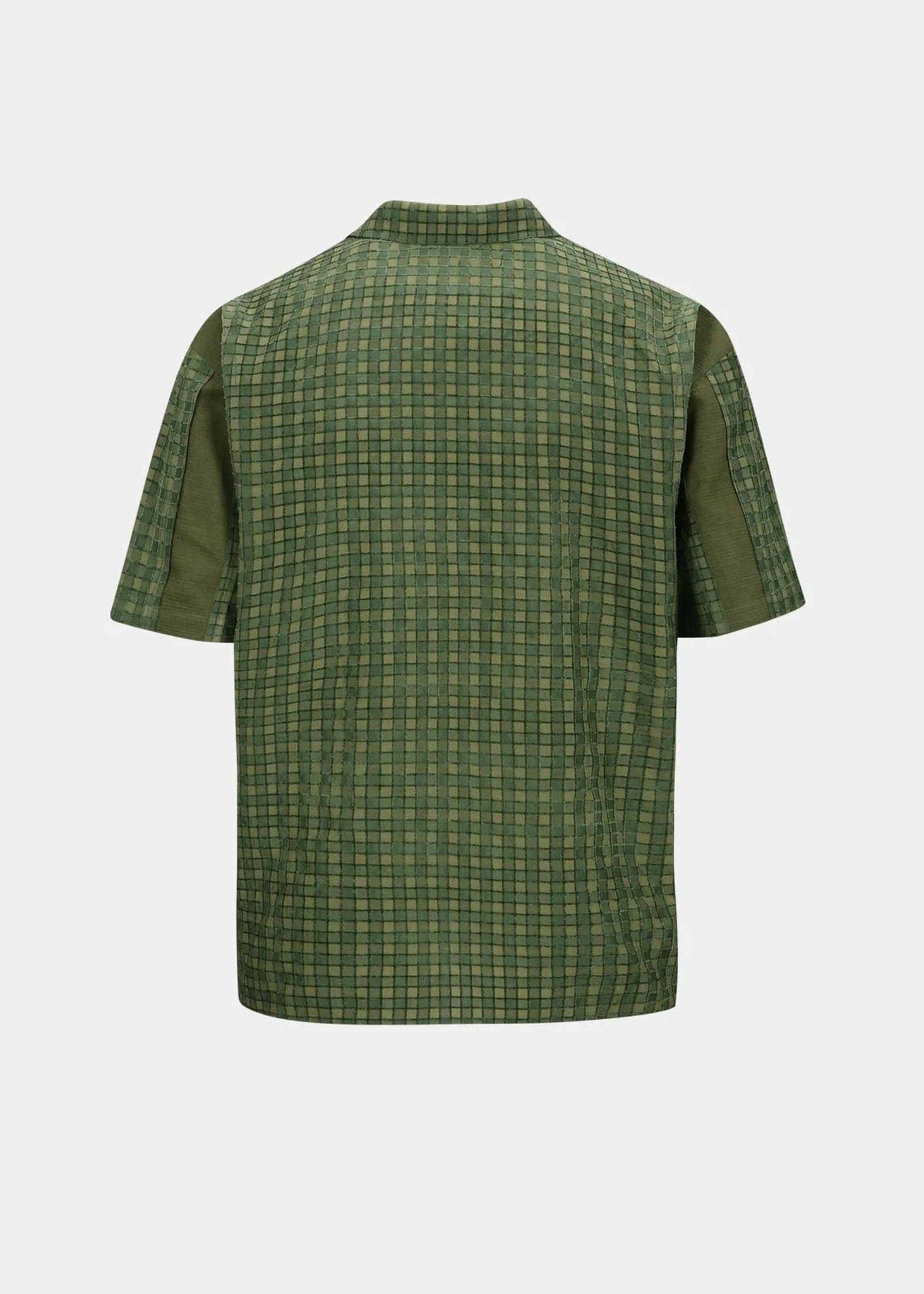 Green Check Panel Shortsleeve Shirt