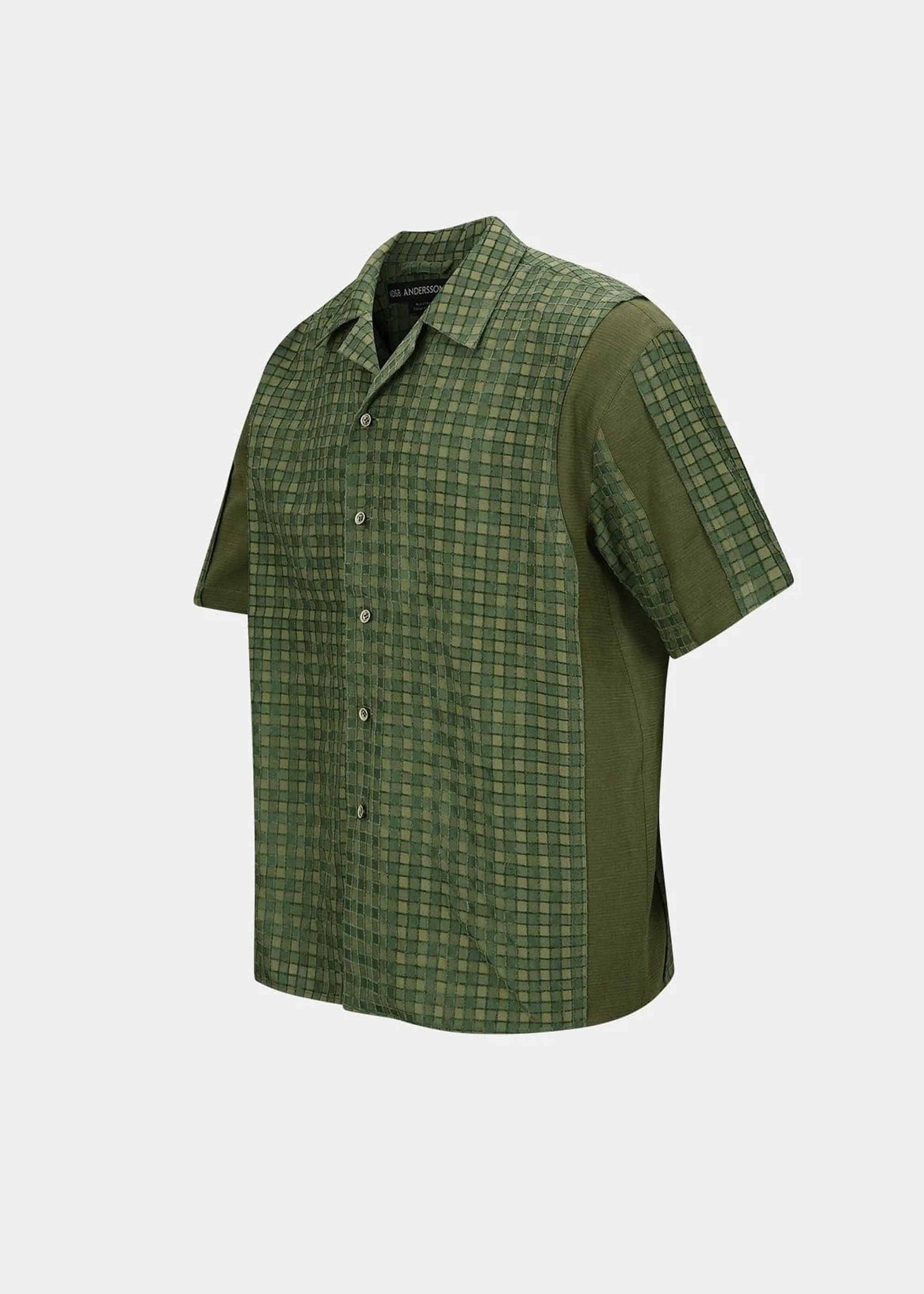 Green Check Panel Shortsleeve Shirt
