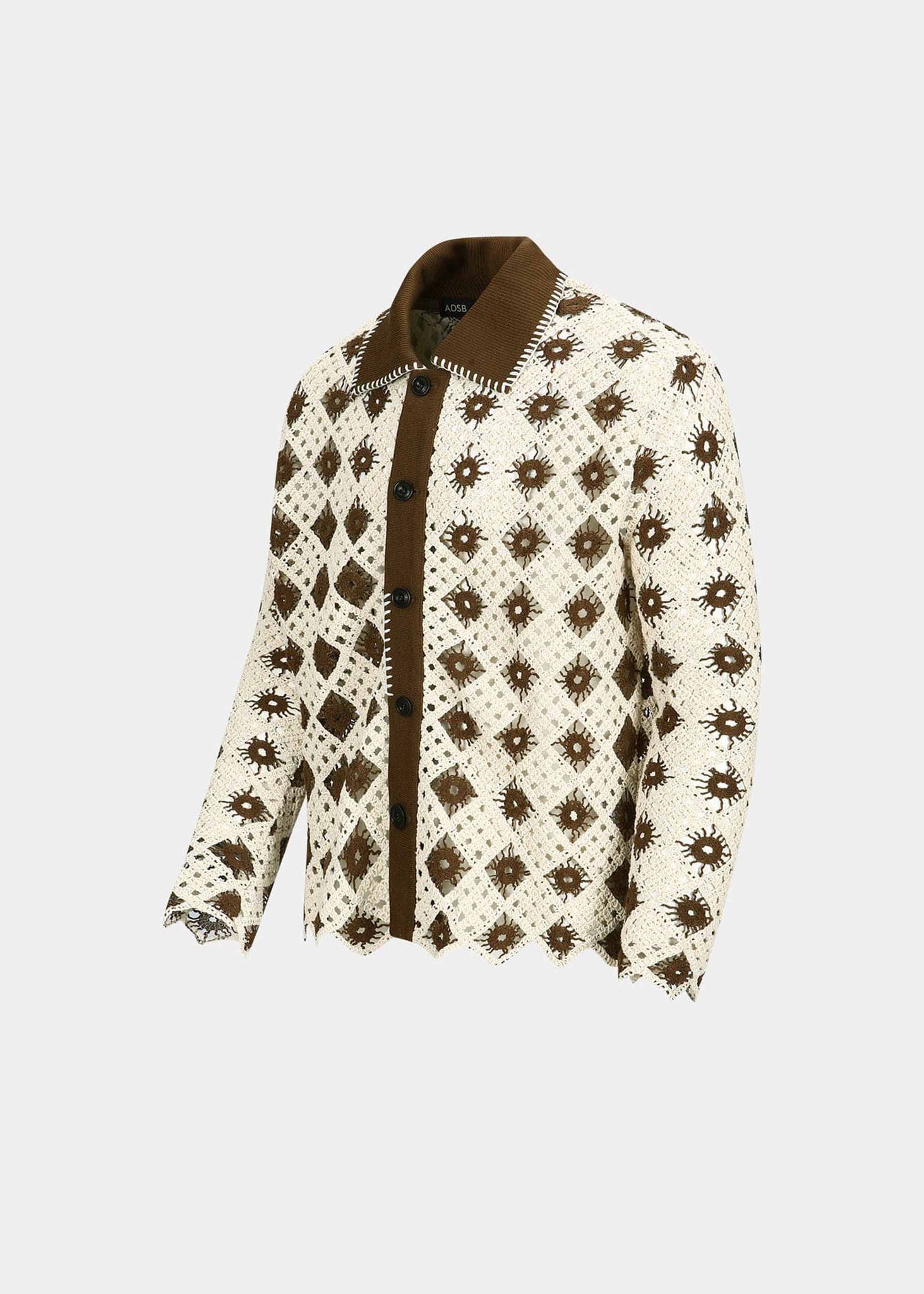 Brown and Beige Crochet Cardigan