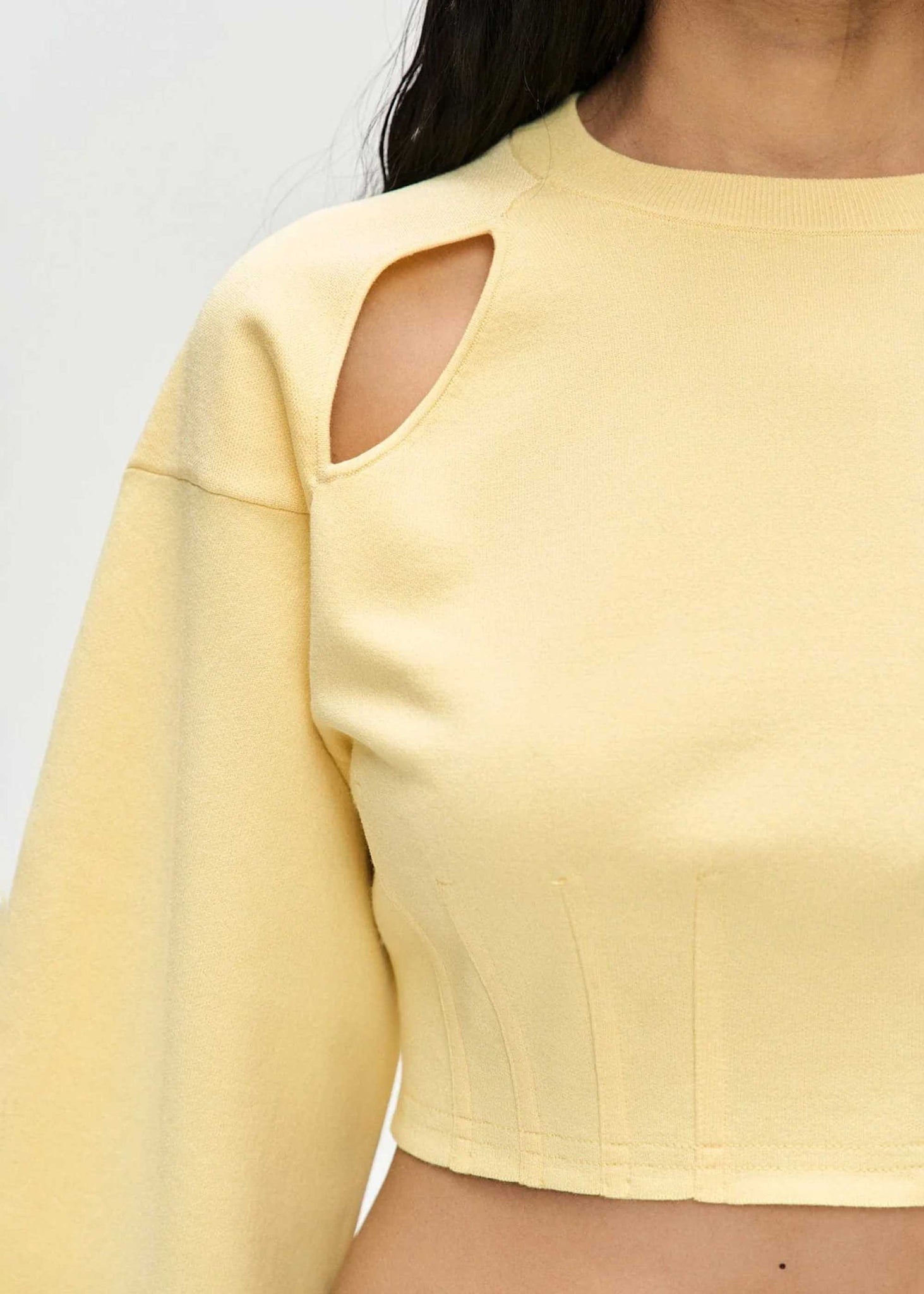 Yellow Cropped Cutout Crewneck