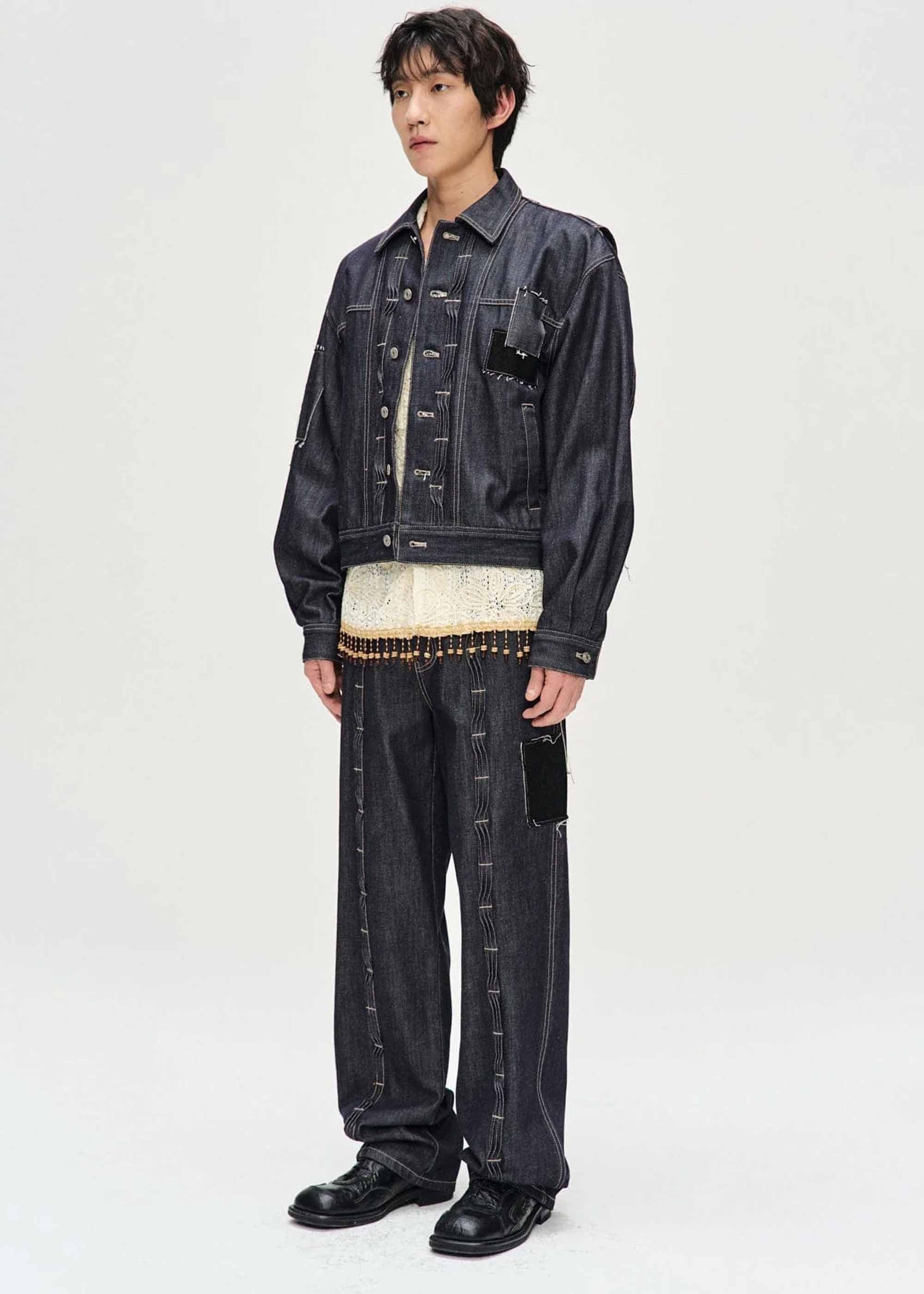 Indigo Patchwork Denim Jacket – 157Moments