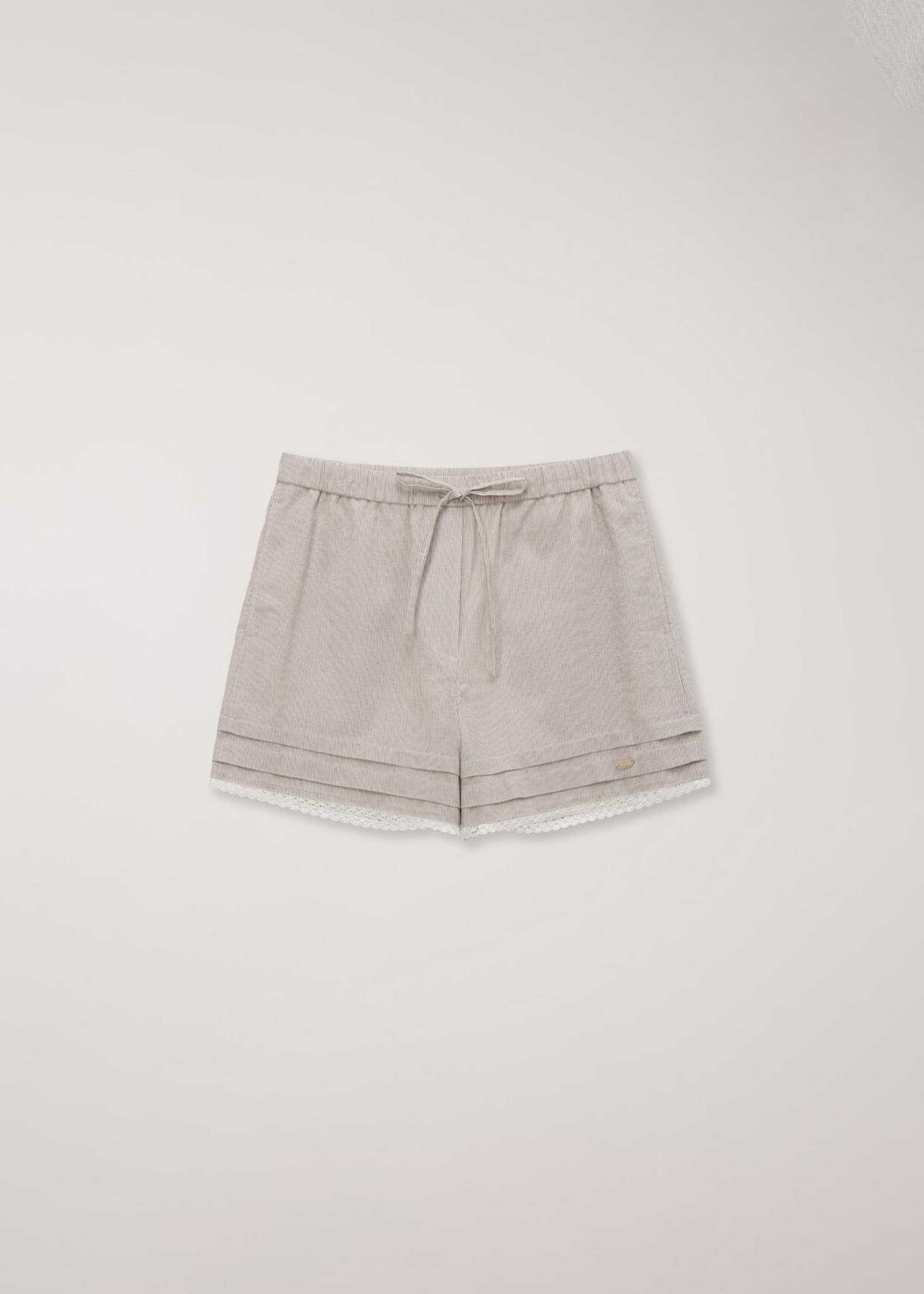 Beige Band Shorts