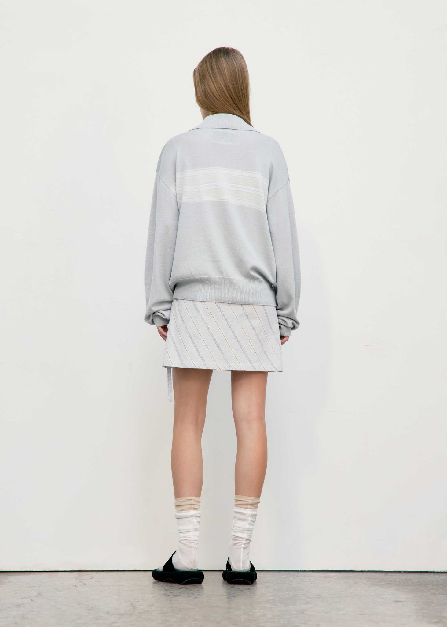 Light Grey Striped Strap Mini Dress