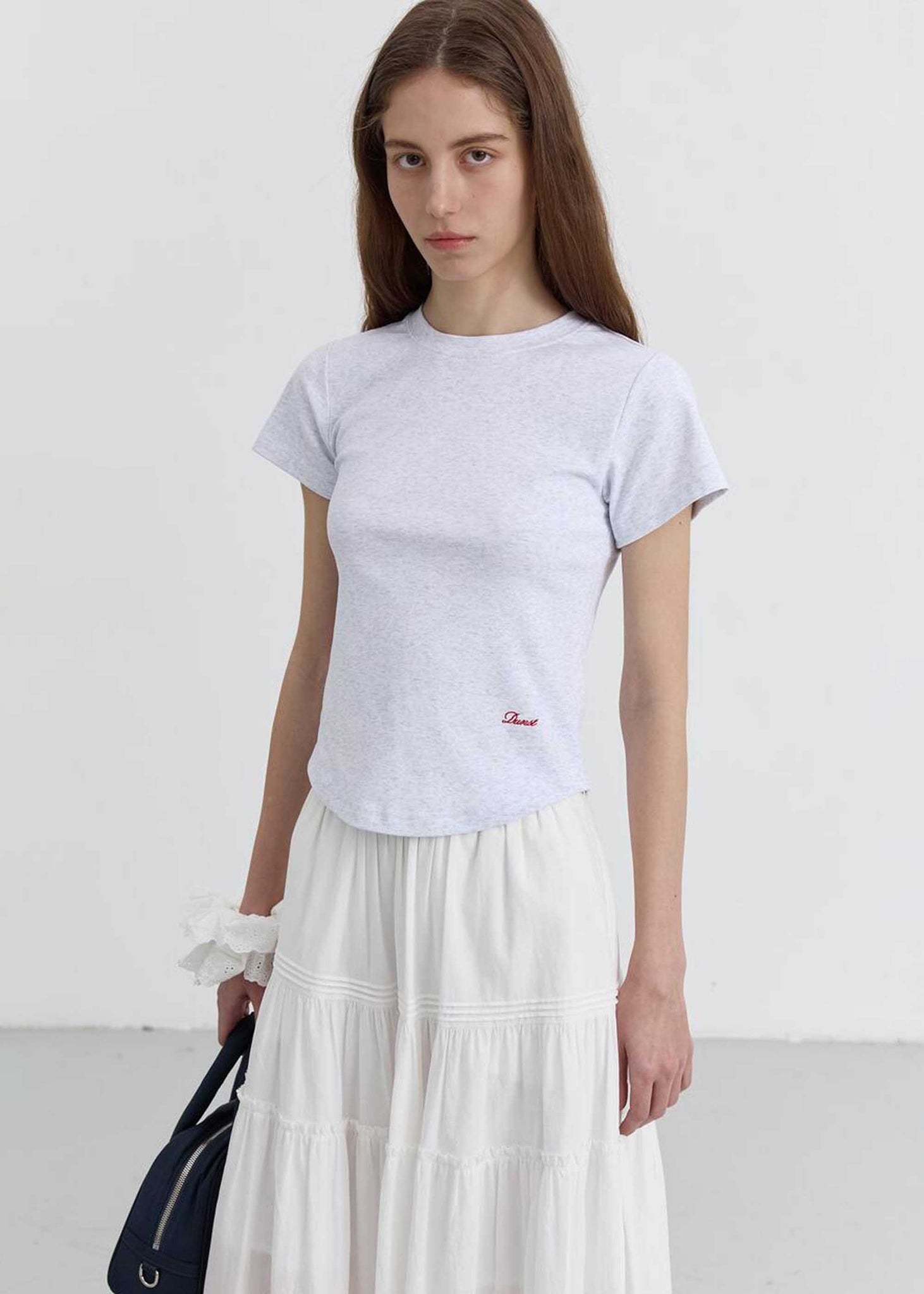 Grey Crescent Hem Mini T-Shirt