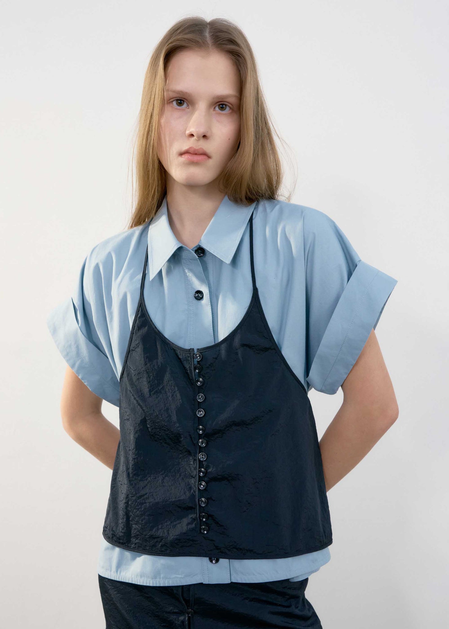 Pale Blue Wide Cuff Shortsleeve Shirt