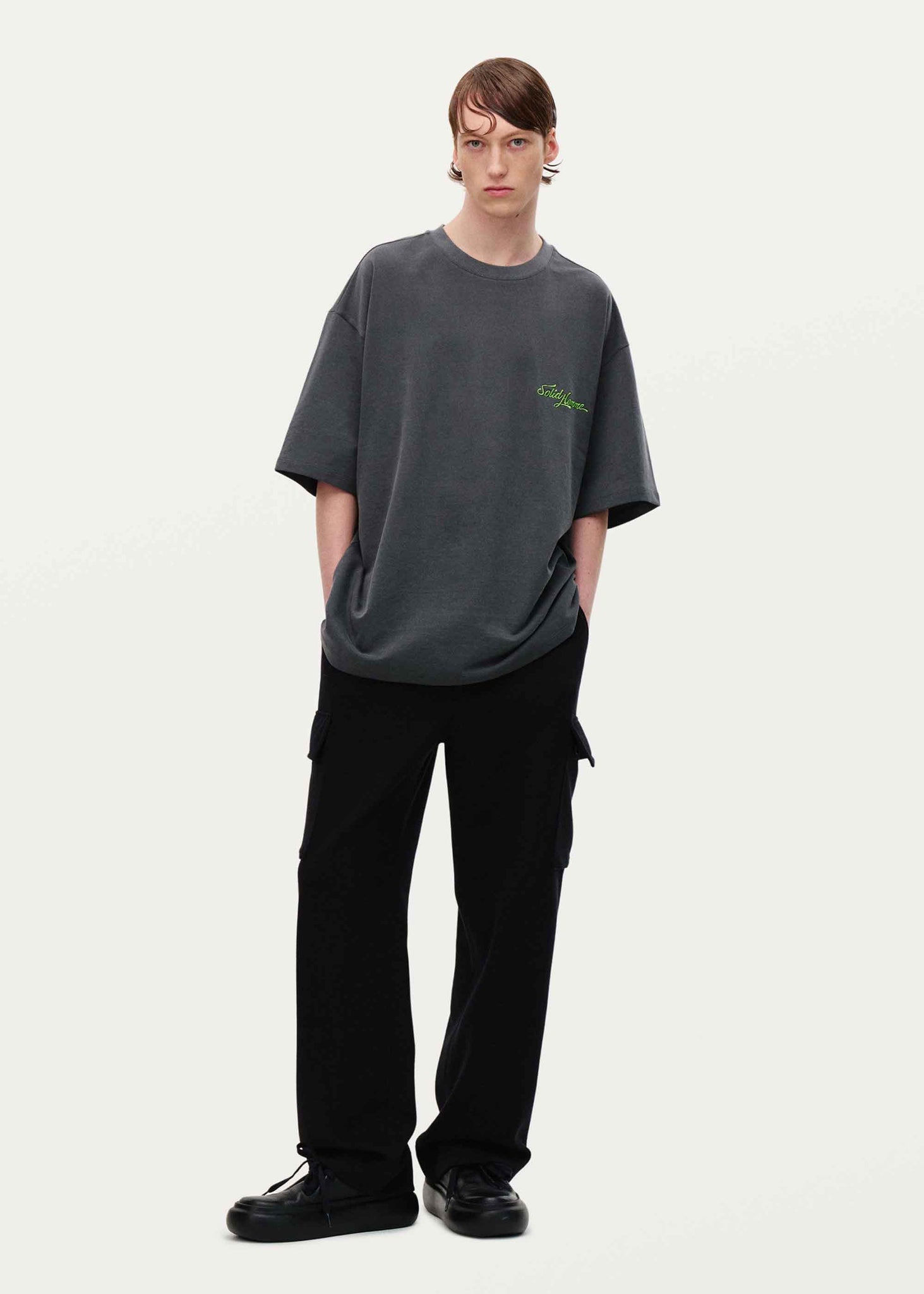 Grey Embroidered Terry T-Shirt