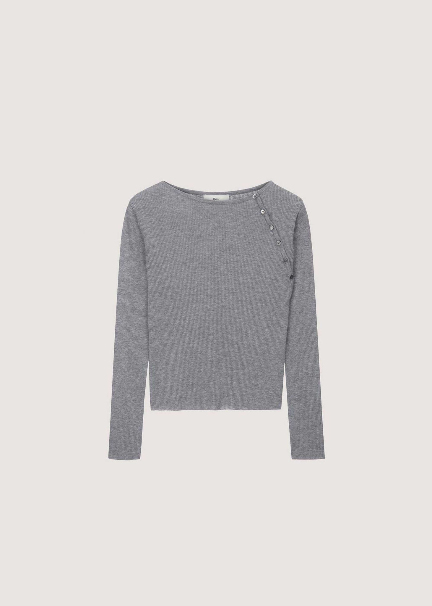 Grey Asymmetric Buttoned Knit Top