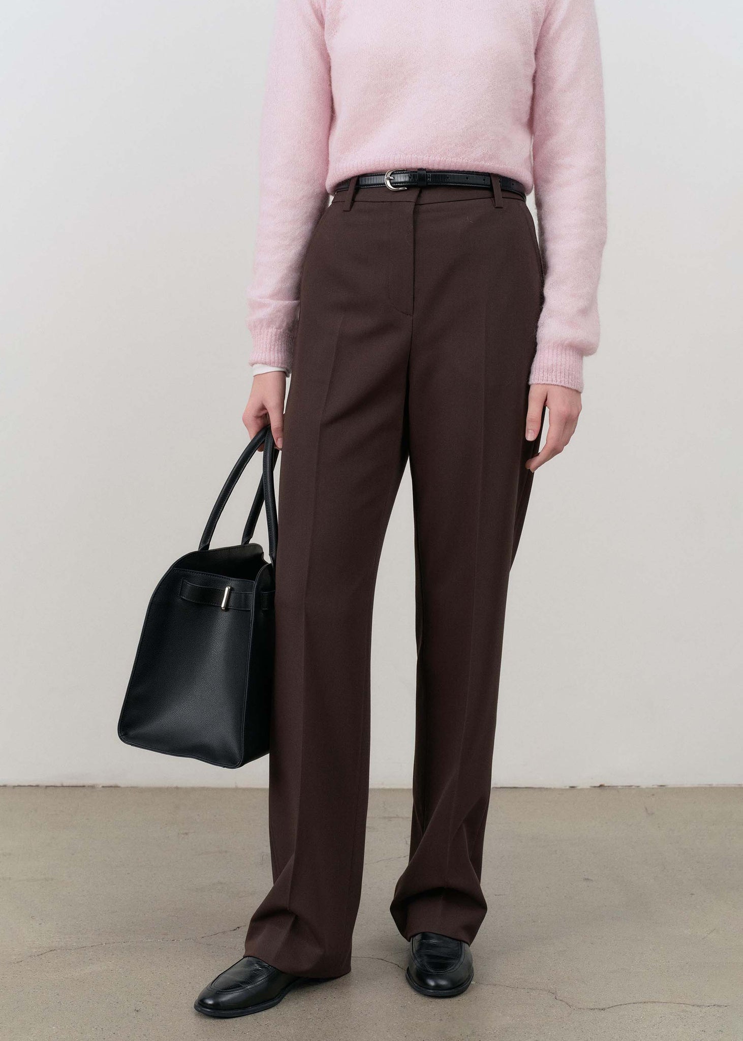 Dark Brown Classic Pleated Trousers