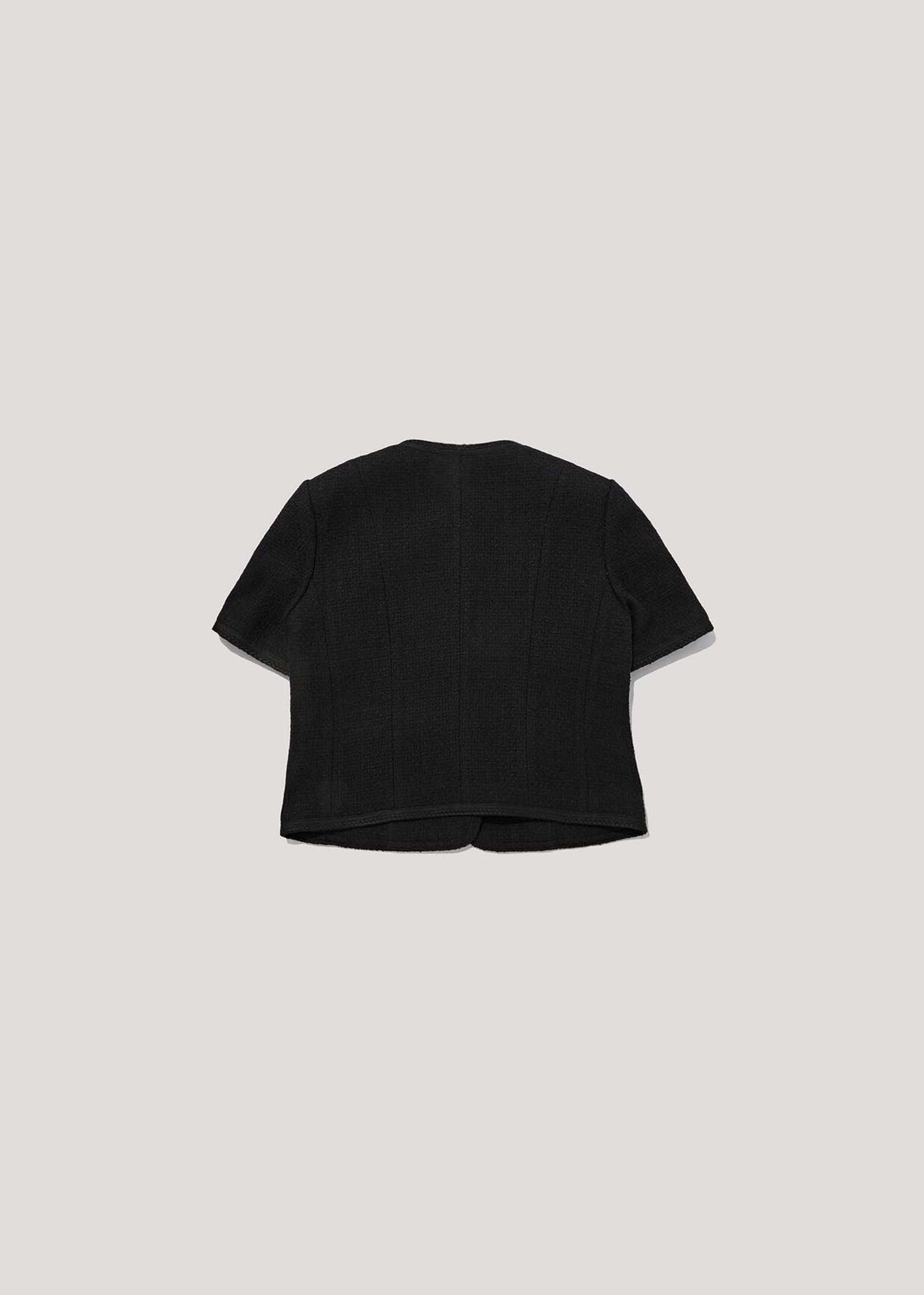 Black Shortsleeve Tweed Jacket