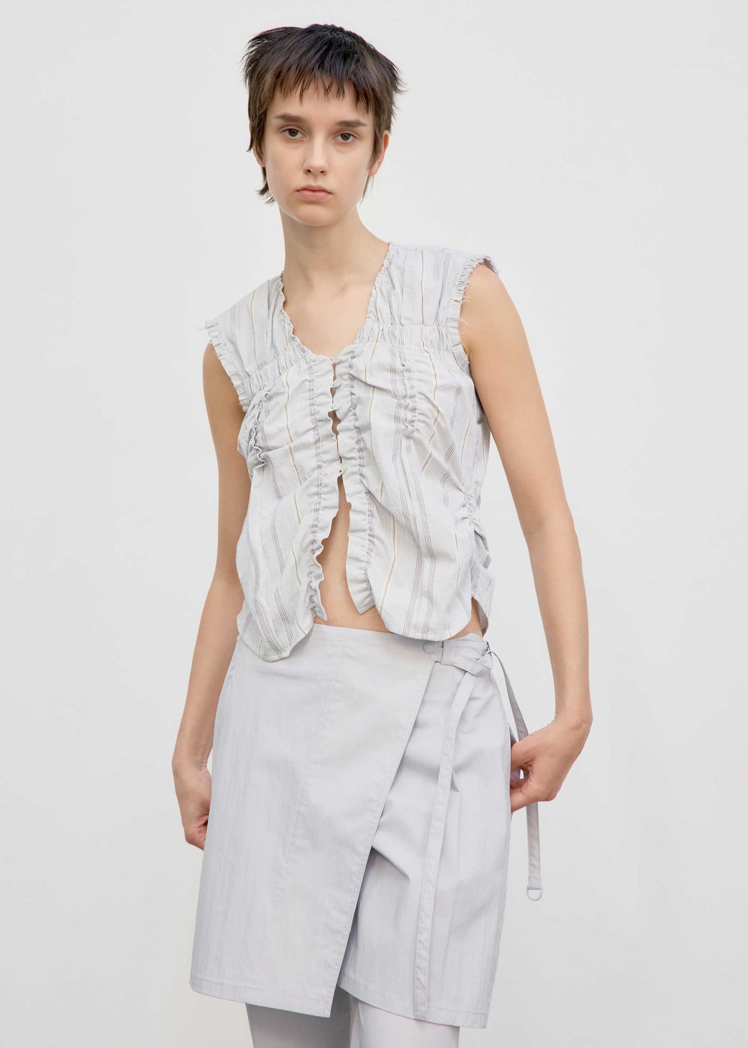 Light Grey Ruffled Vest