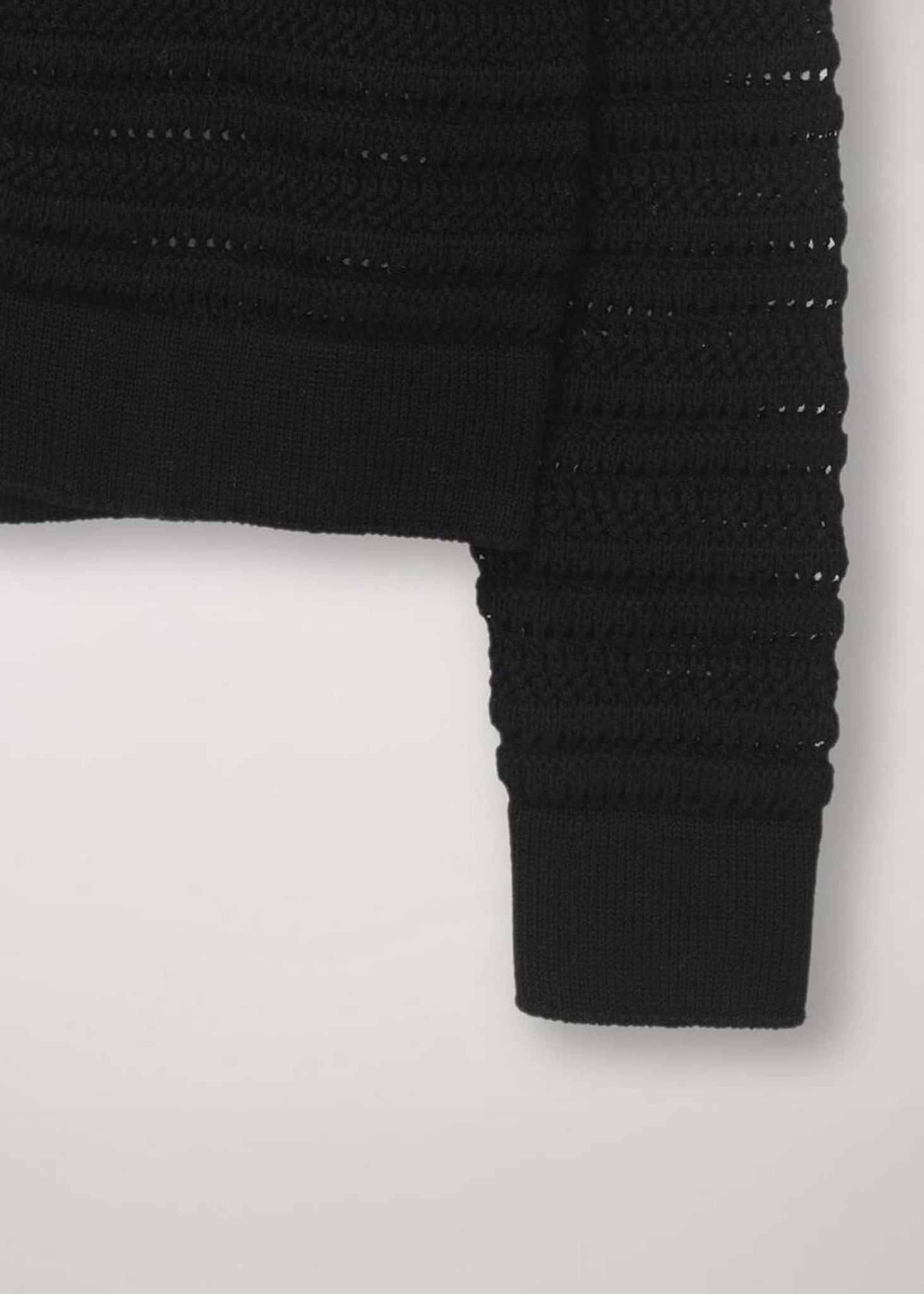 Black Open-Knit Collared Cardigan